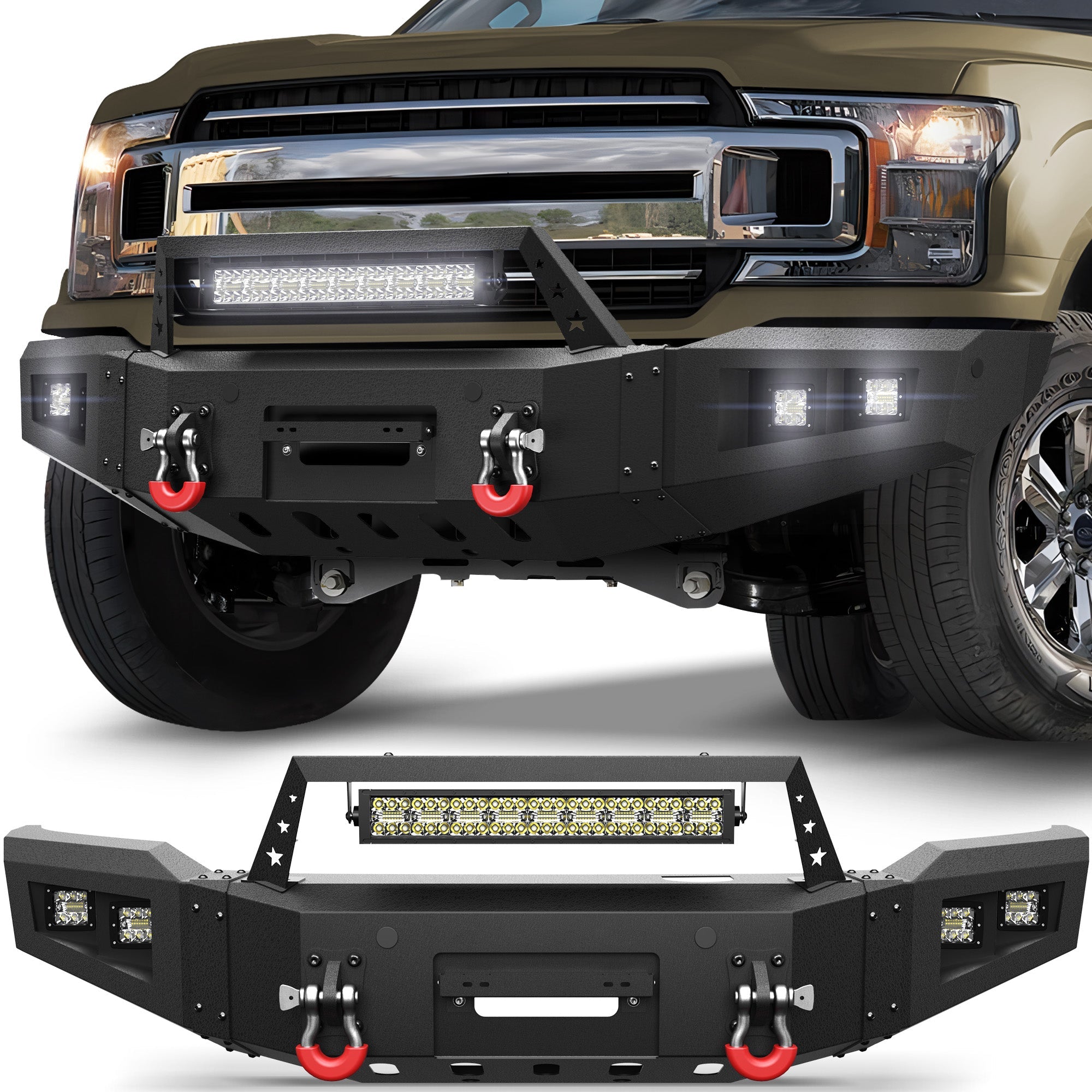 F150 Front Bumper for 2018 2019 2020 Ford F150 Pickup w/Winch Plate (Excluding Raptor) - nadiaauto