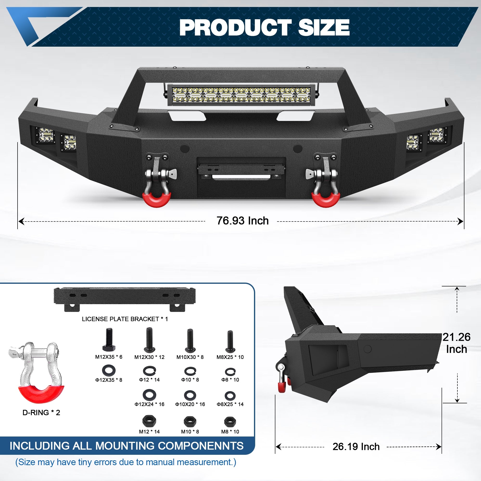 F150 Front Bumper for 2021 2022 2023 2024 Ford F150 Pickup w/Winch Plate (Excluding Lighting EV & Raptor) - nadiaauto