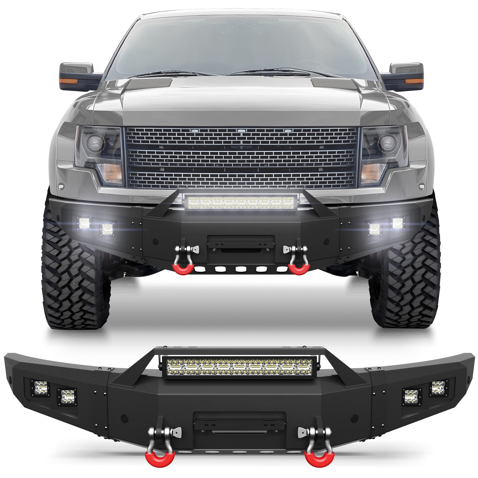 F150 Front Bumper w/Winch Plate for 2010 2011 2012 2013 2014 Ford F150 SVT Raptor - nadiaauto