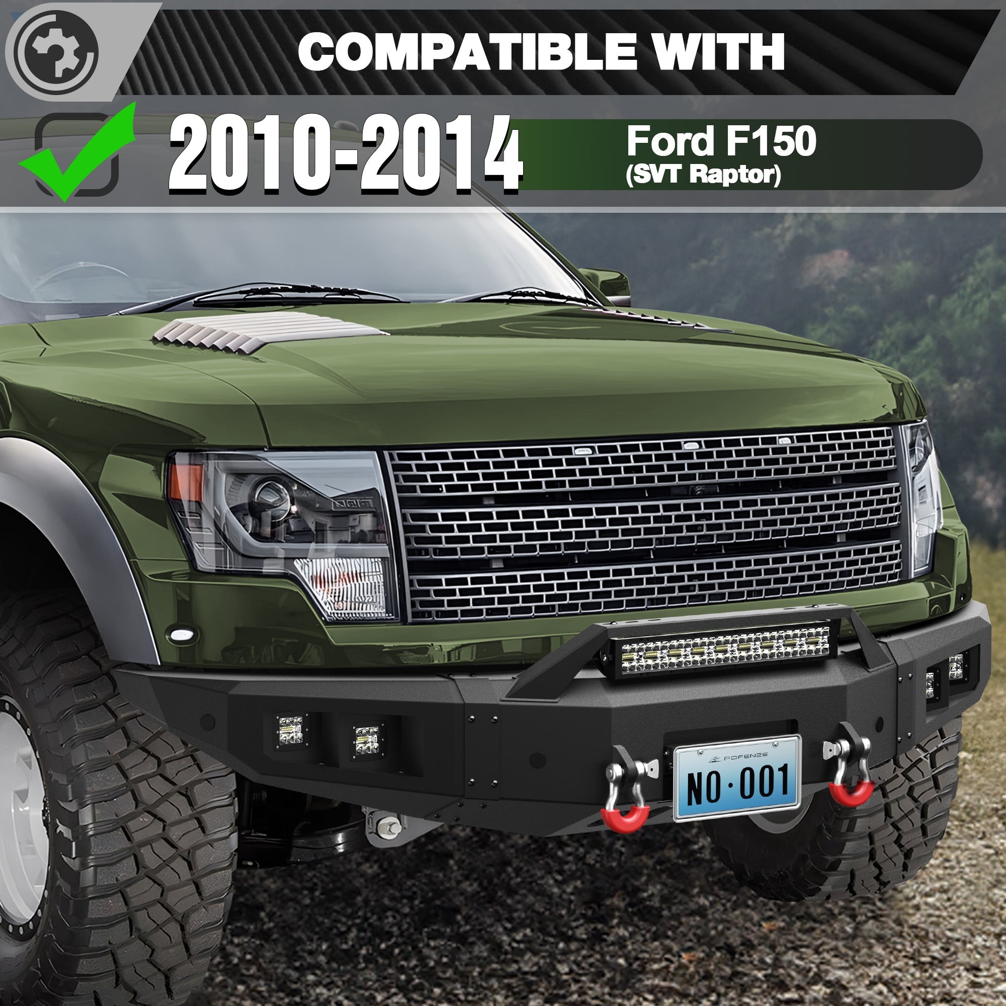 F150 Front Bumper w/Winch Plate for 2010 2011 2012 2013 2014 Ford F150 SVT Raptor - nadiaauto