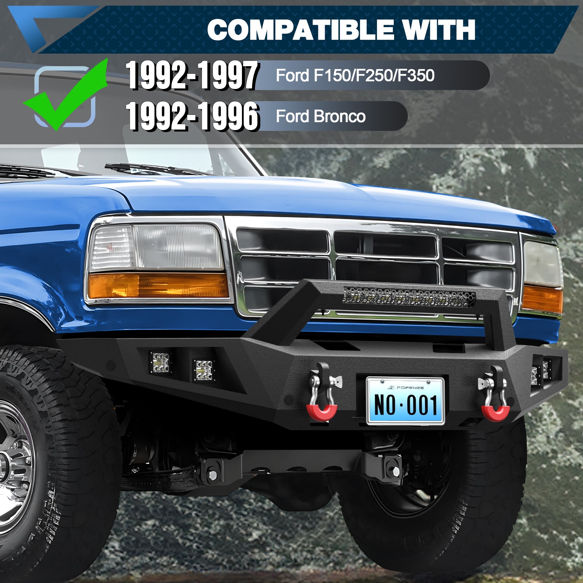 F150 Front Rear Bumper Set for 1992 - 1997 Ford F150 F250 F350 - nadiaauto
