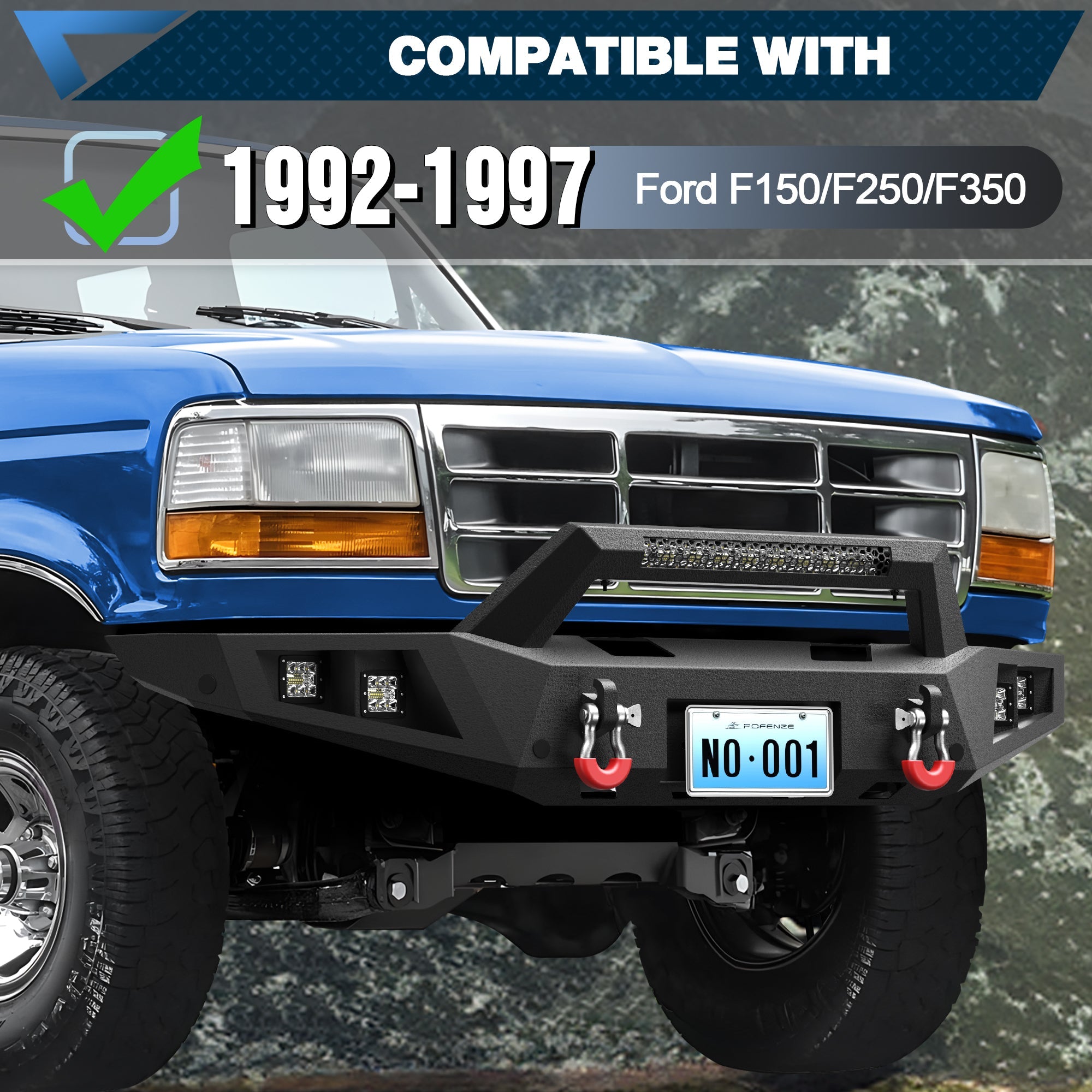 F150 Front Rear Bumper Set for 1992 - 1997 Ford F150 F250 F350 - nadiaauto