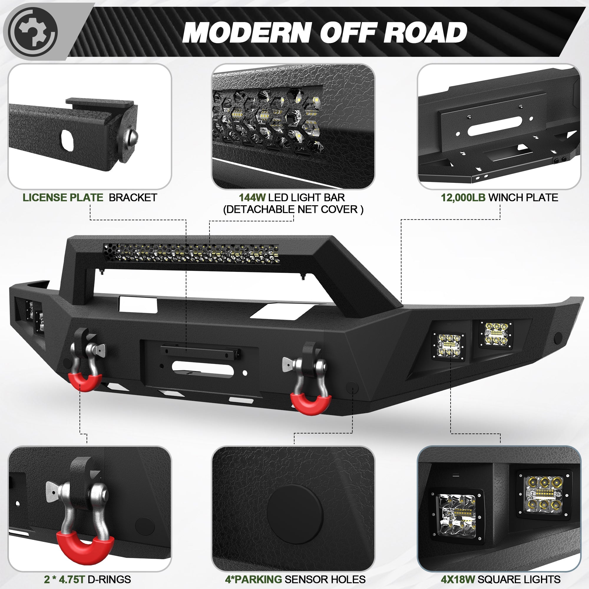 F150 Front Rear Bumper Set for 1992-1997 Ford F150 F250 F350 - nadiaauto