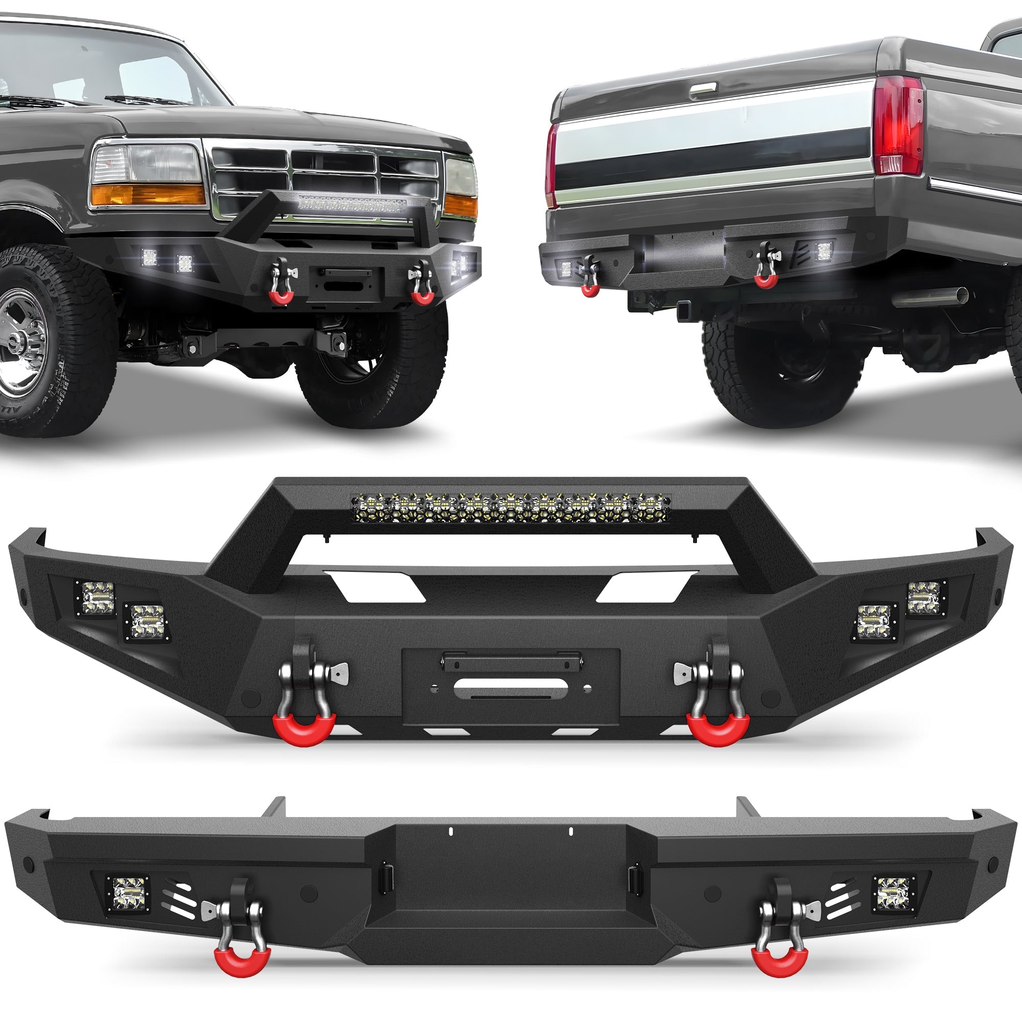 F150 Front Rear Bumper Set for 1992 - 1997 Ford F150 F250 F350 - nadiaauto