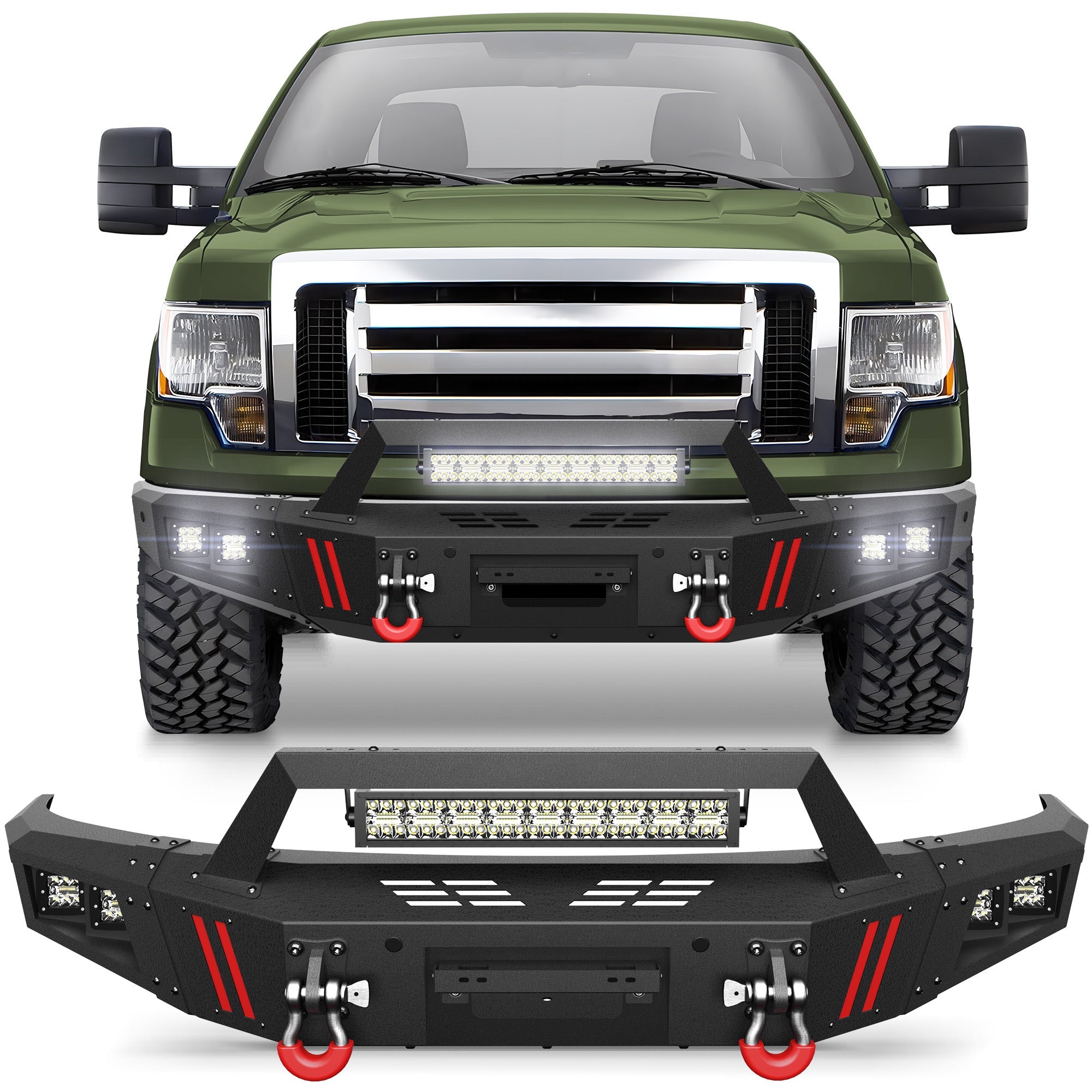 F150 Full Width Front Bumper with Winch Plate for 2009-2014 Ford F-150 (Excluding Raptor) - nadiaauto