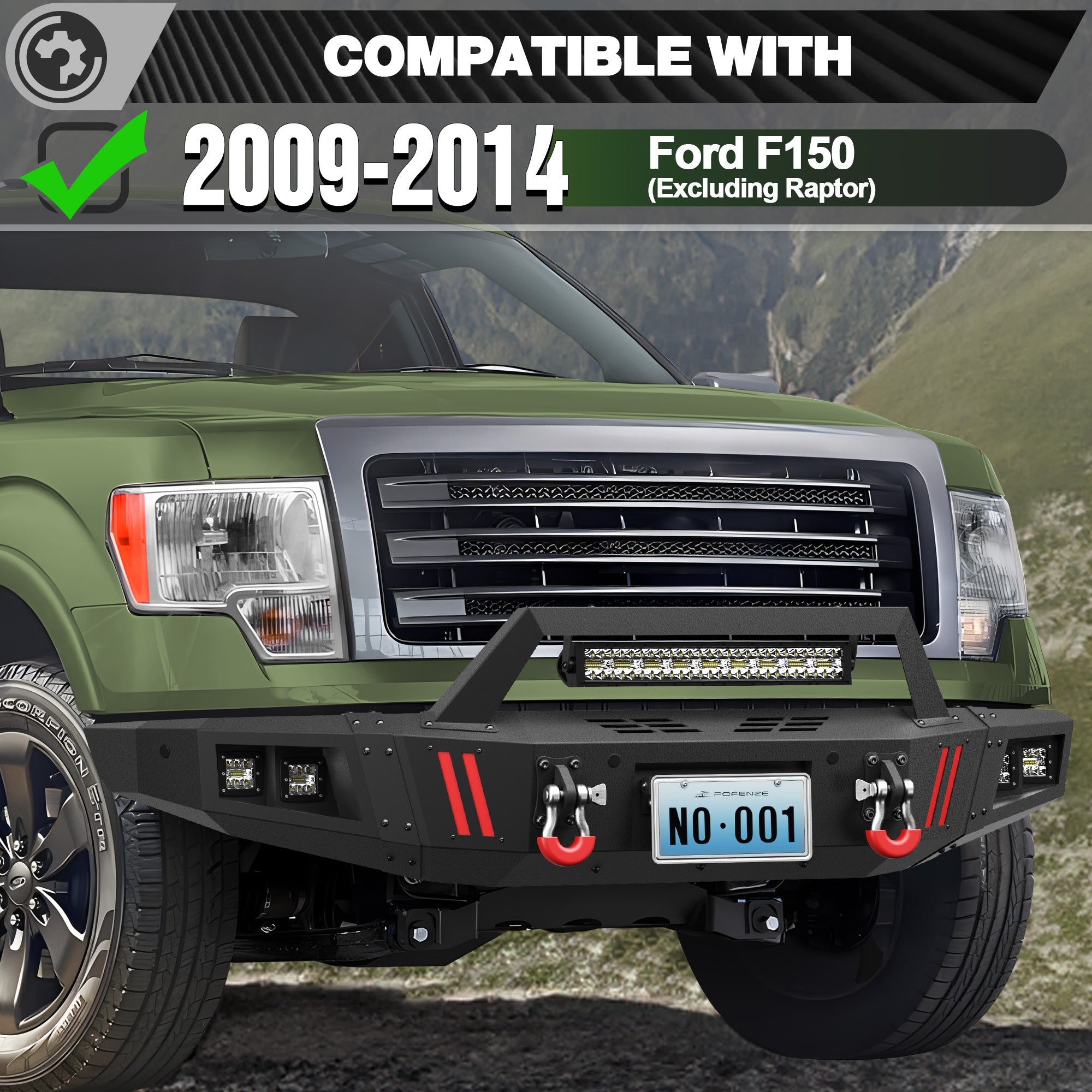 F150 Full Width Front Bumper with Winch Plate for 2009-2014 Ford F-150 (Excluding Raptor) - nadiaauto