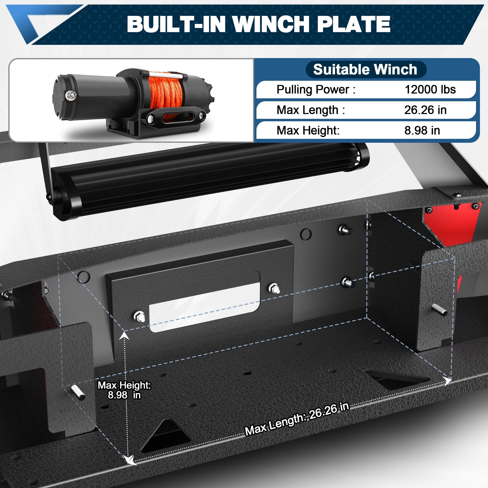 F150 Full Width Front Bumper with Winch Plate for 2009 - 2014 Ford F - 150 (Excluding Raptor) - nadiaauto