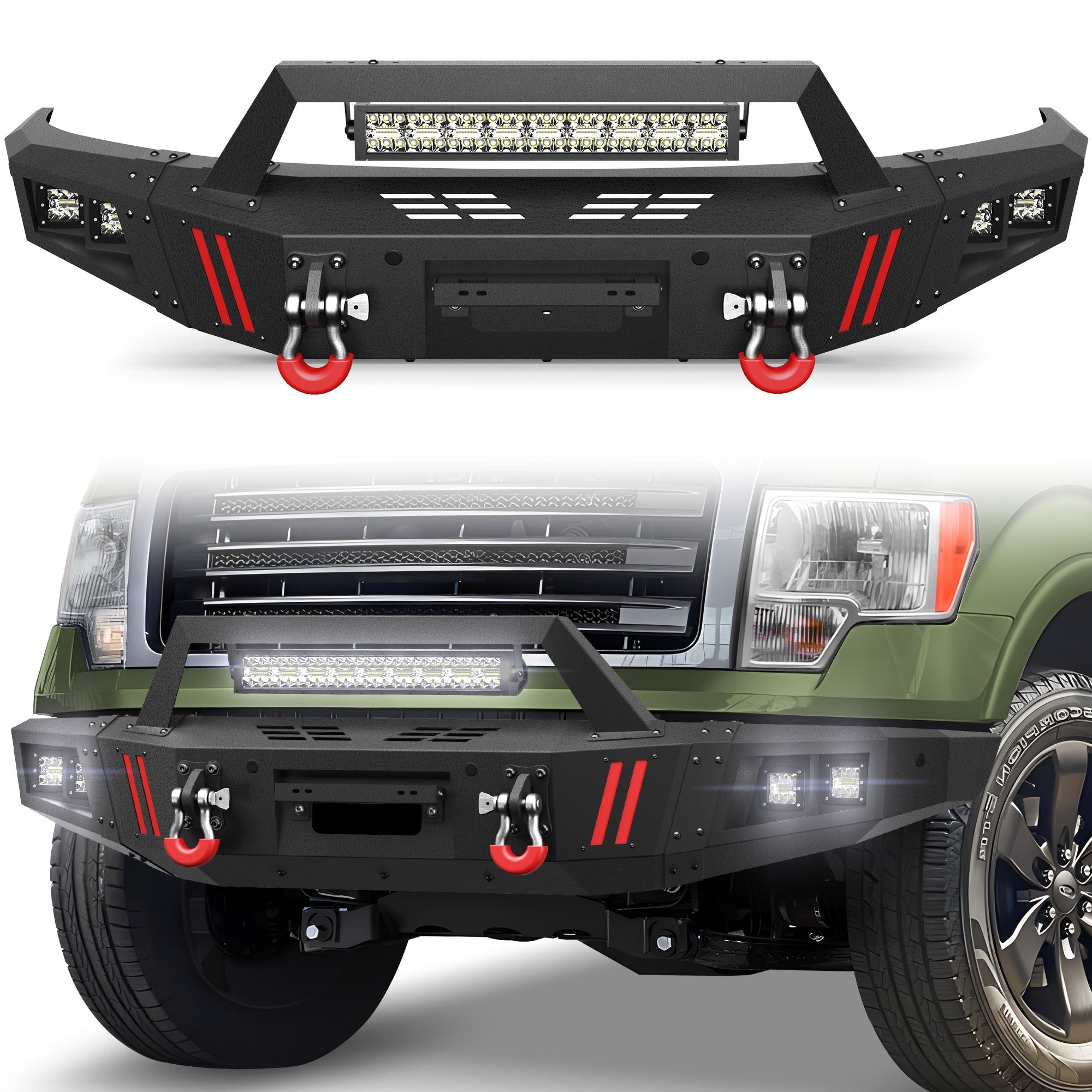 F150 Full Width Front Bumper with Winch Plate for 2009-2014 Ford F-150 (Excluding Raptor) - nadiaauto