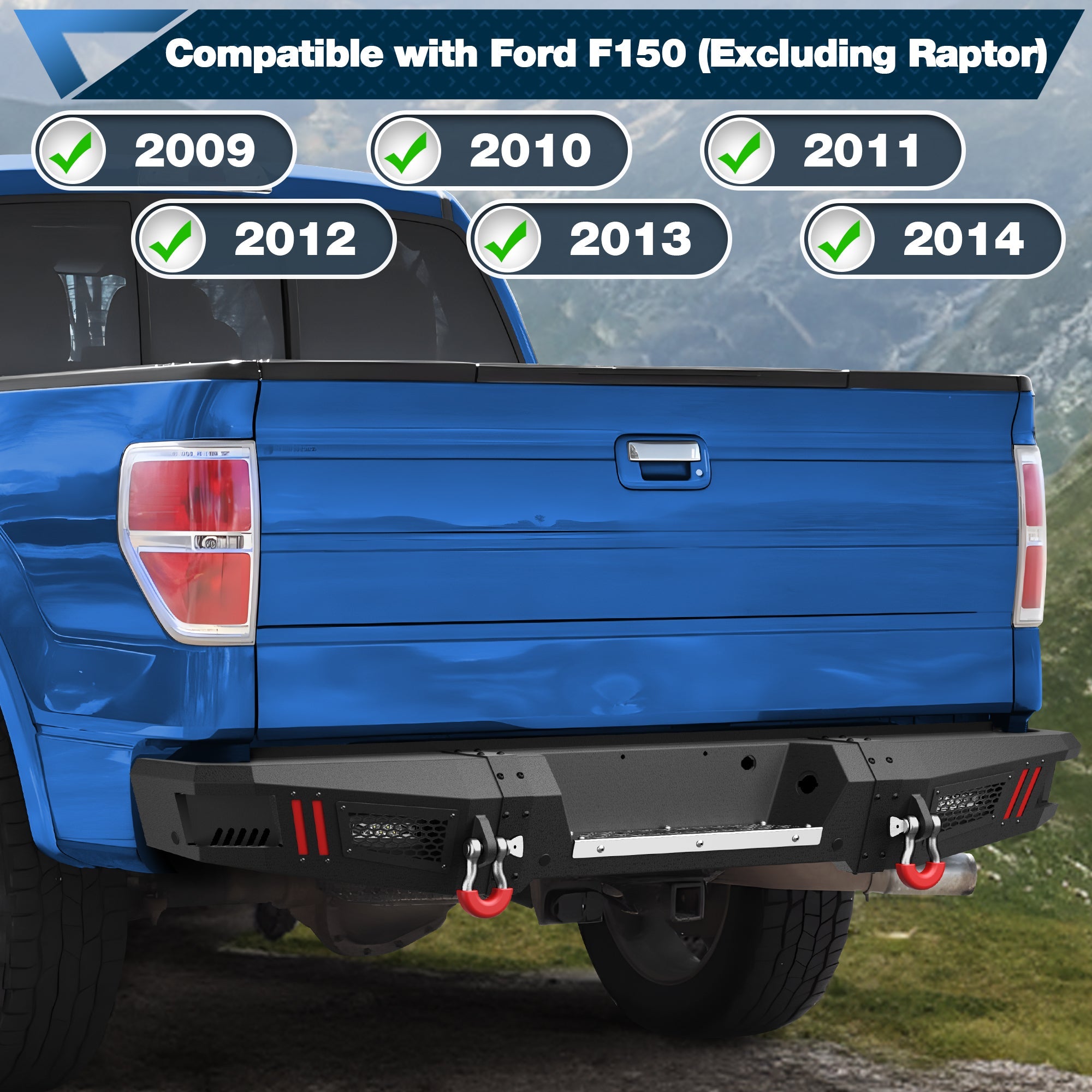 F150 Rear Back Bumper for 2009 - 2014 Ford F - 150 (Excluding Raptor) - nadiaauto