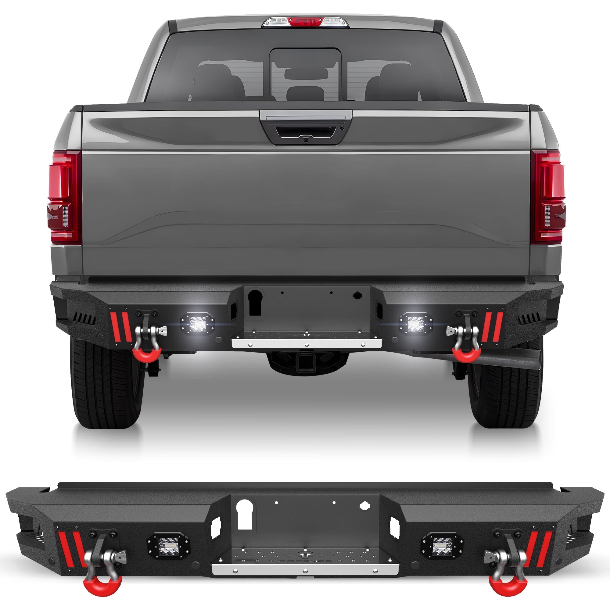 F150 Rear Back Bumper for 2015 - 2025 Ford F - 150 Truck Steel Rear Bumper (Not Fit Raptor & Ecoboost) - nadiaauto