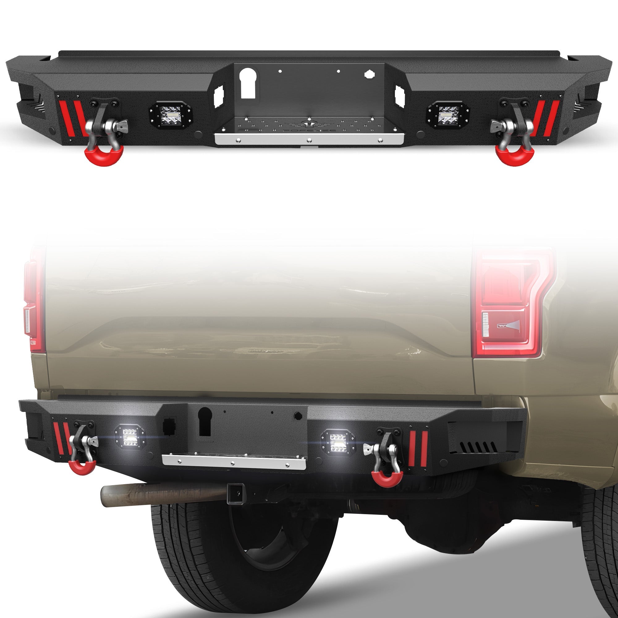 F150 Rear Back Bumper for 2015-2025 Ford F-150 Truck Steel Rear Bumper (Not Fit Raptor & Ecoboost) - nadiaauto