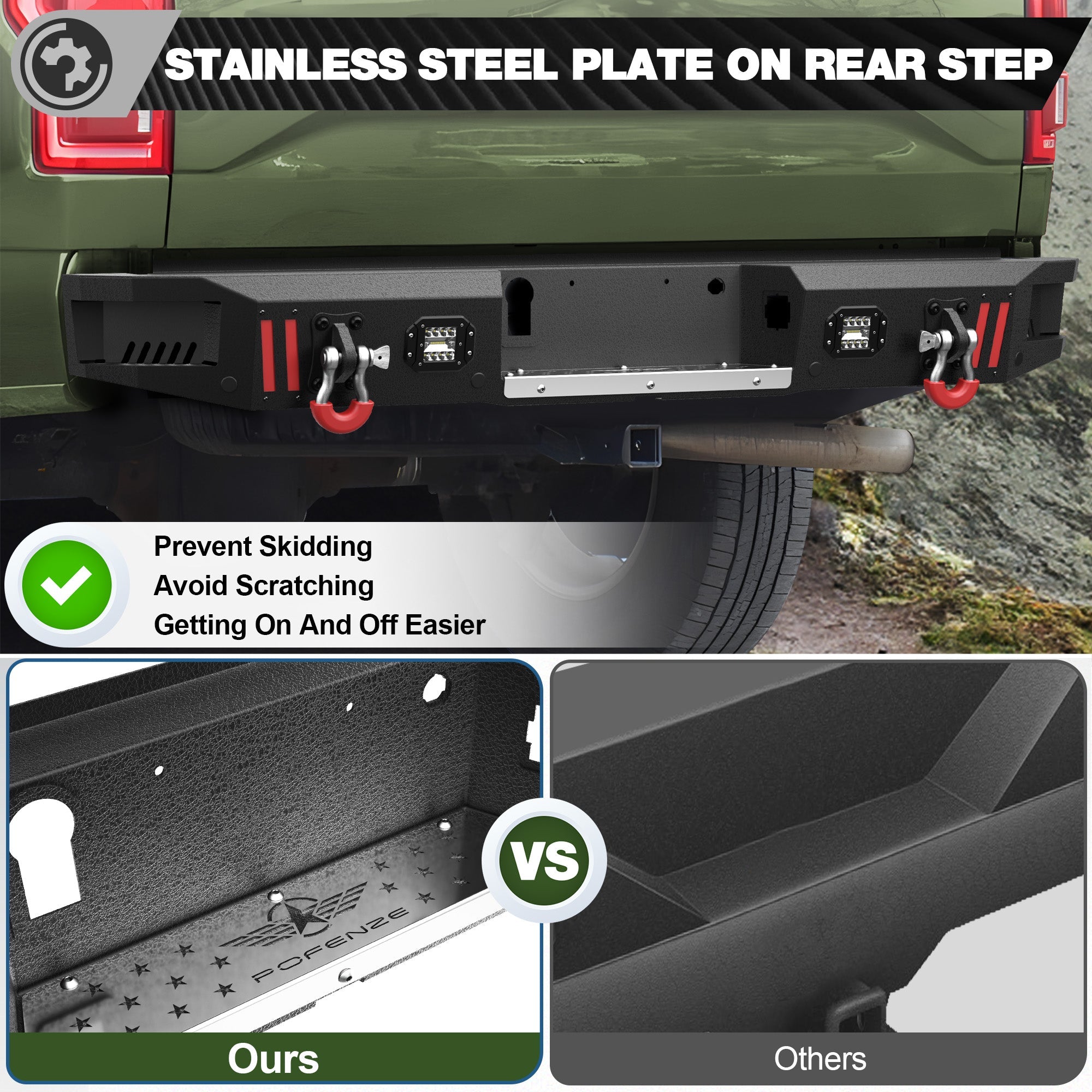 F150 Rear Back Bumper for 2015-2025 Ford F-150 Truck Steel Rear Bumper (Not Fit Raptor & Ecoboost) - nadiaauto