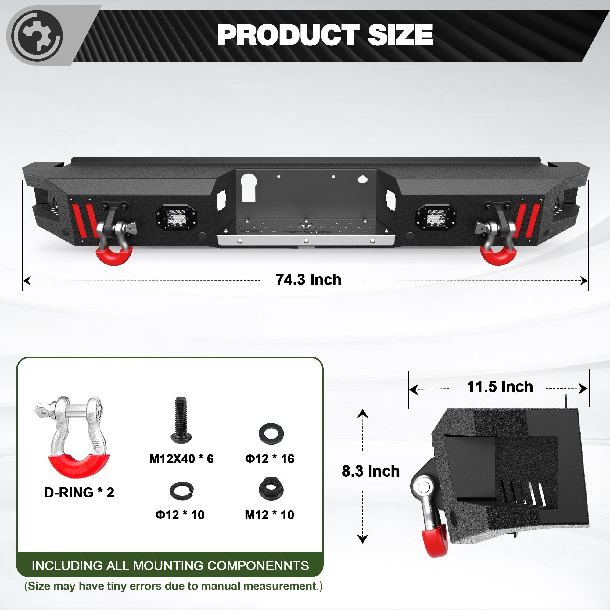 F150 Rear Back Bumper for 2015-2025 Ford F-150 Truck Steel Rear Bumper (Not Fit Raptor & Ecoboost) - nadiaauto