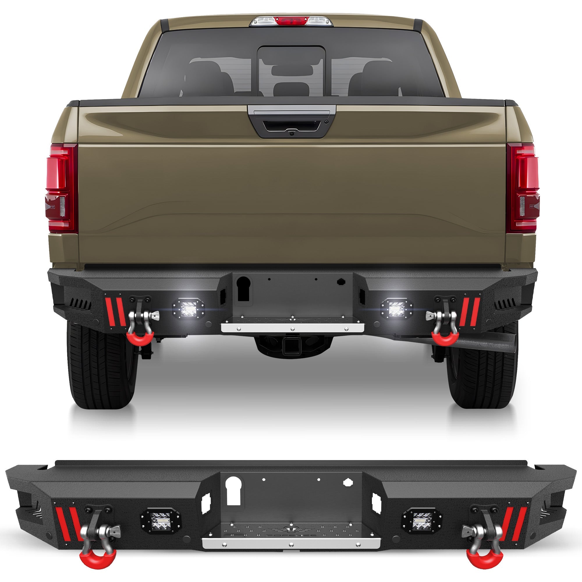 F150 Rear Back Bumper for 2015-2025 Ford F-150 Truck Steel Rear Bumper (Not Fit Raptor & Ecoboost) - nadiaauto