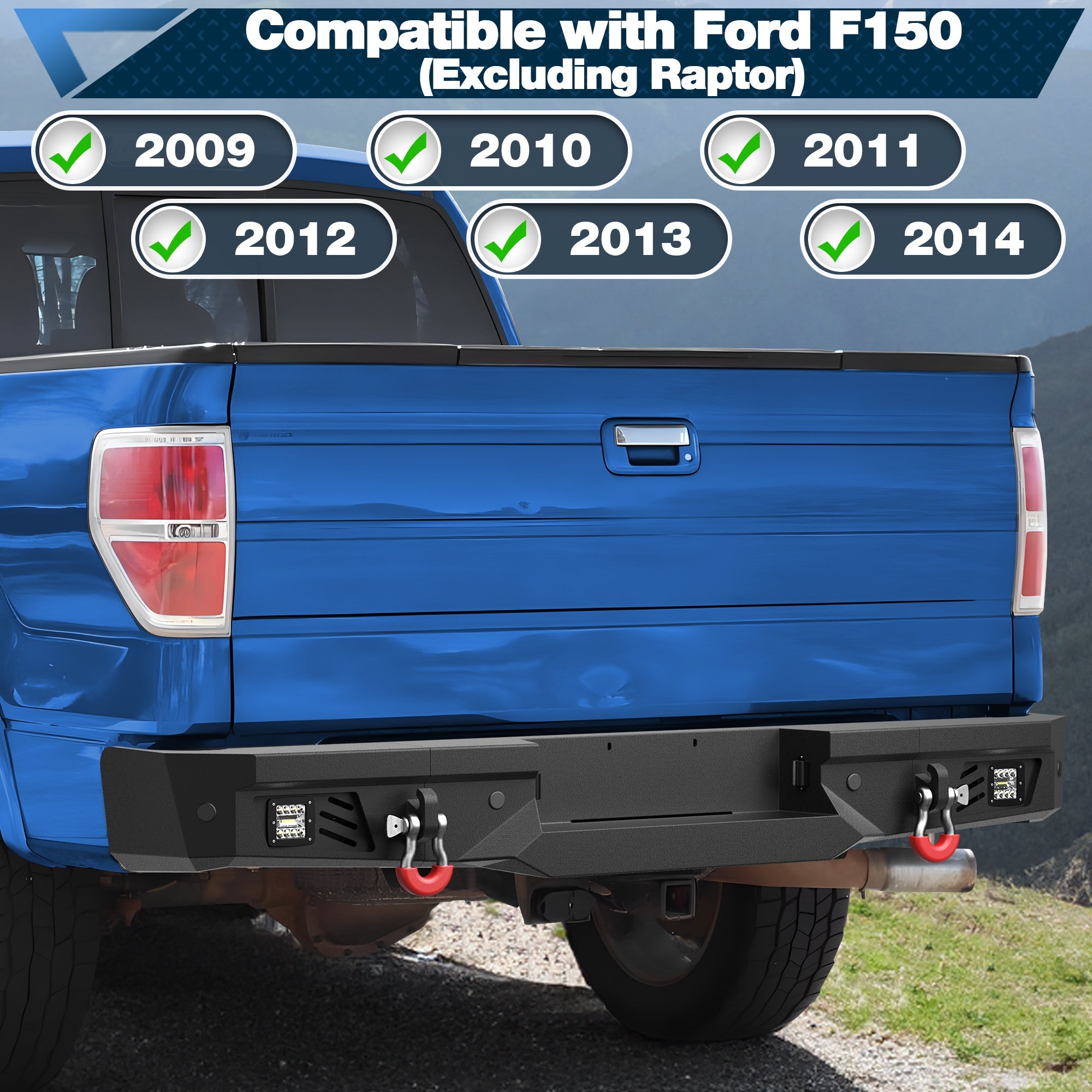 F150 Rear Bumper for 2009 2010 2011 2012 2013 2014 Ford F150 Pickup (Excluding Raptor) - nadiaauto