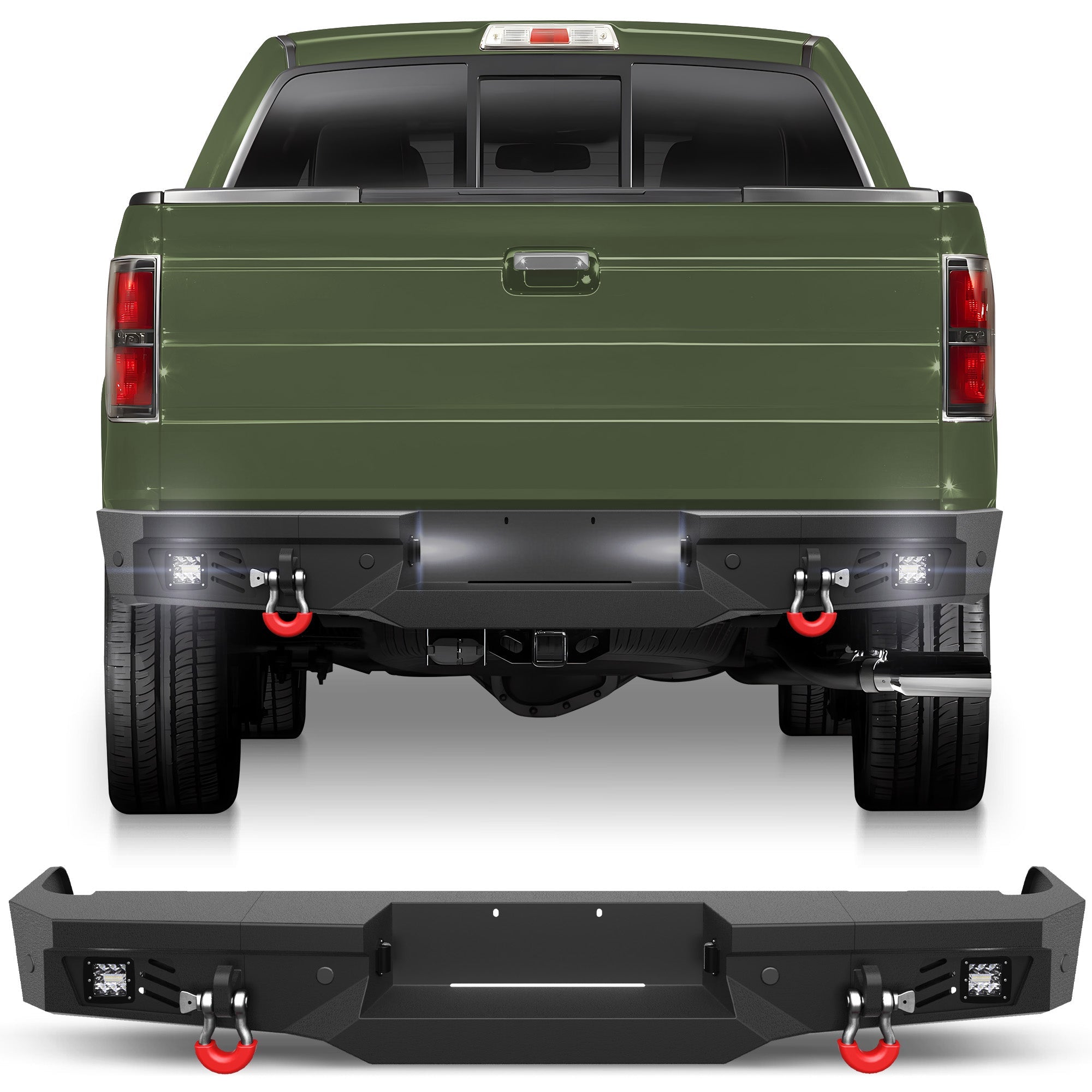 F150 Rear Bumper for 2009 2010 2011 2012 2013 2014 Ford F150 Pickup (Excluding Raptor) - nadiaauto