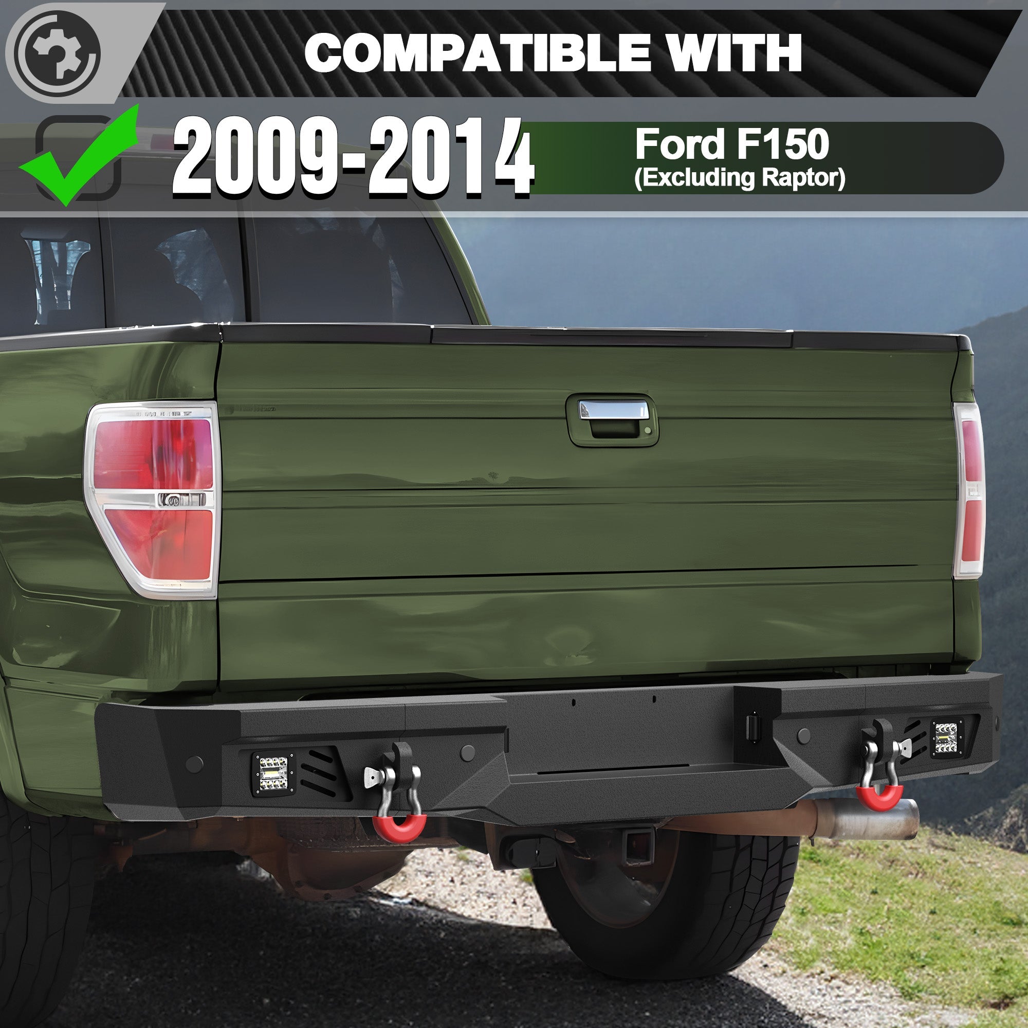 F150 Rear Bumper for 2009 2010 2011 2012 2013 2014 Ford F150 Pickup (Excluding Raptor) - nadiaauto