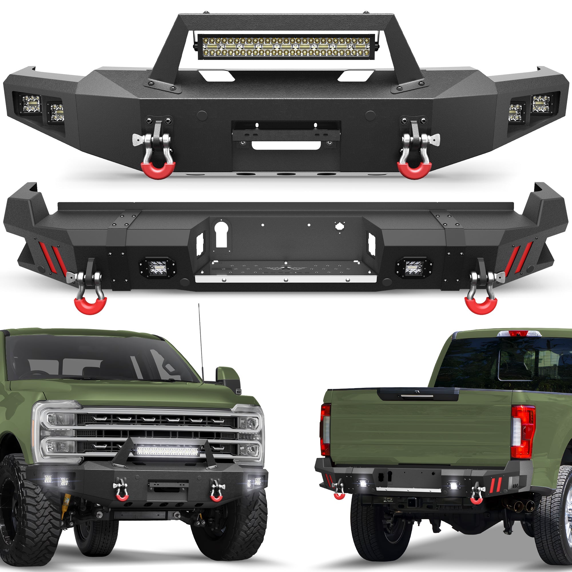 F250 Bumper Set for 2023 2024 2025 2026 Ford F250/F350/F450 Pickup - nadiaauto