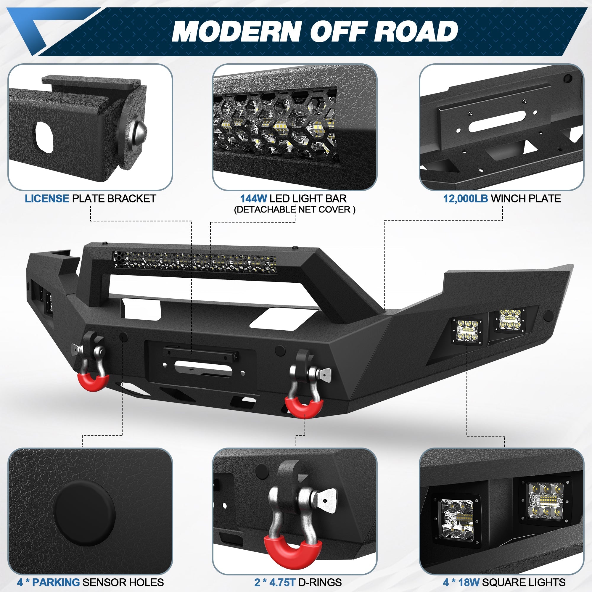F250 Front and Rear Bumper Set for 2005 2006 2007 Ford F250/F350/F450 Pickup - nadiaauto