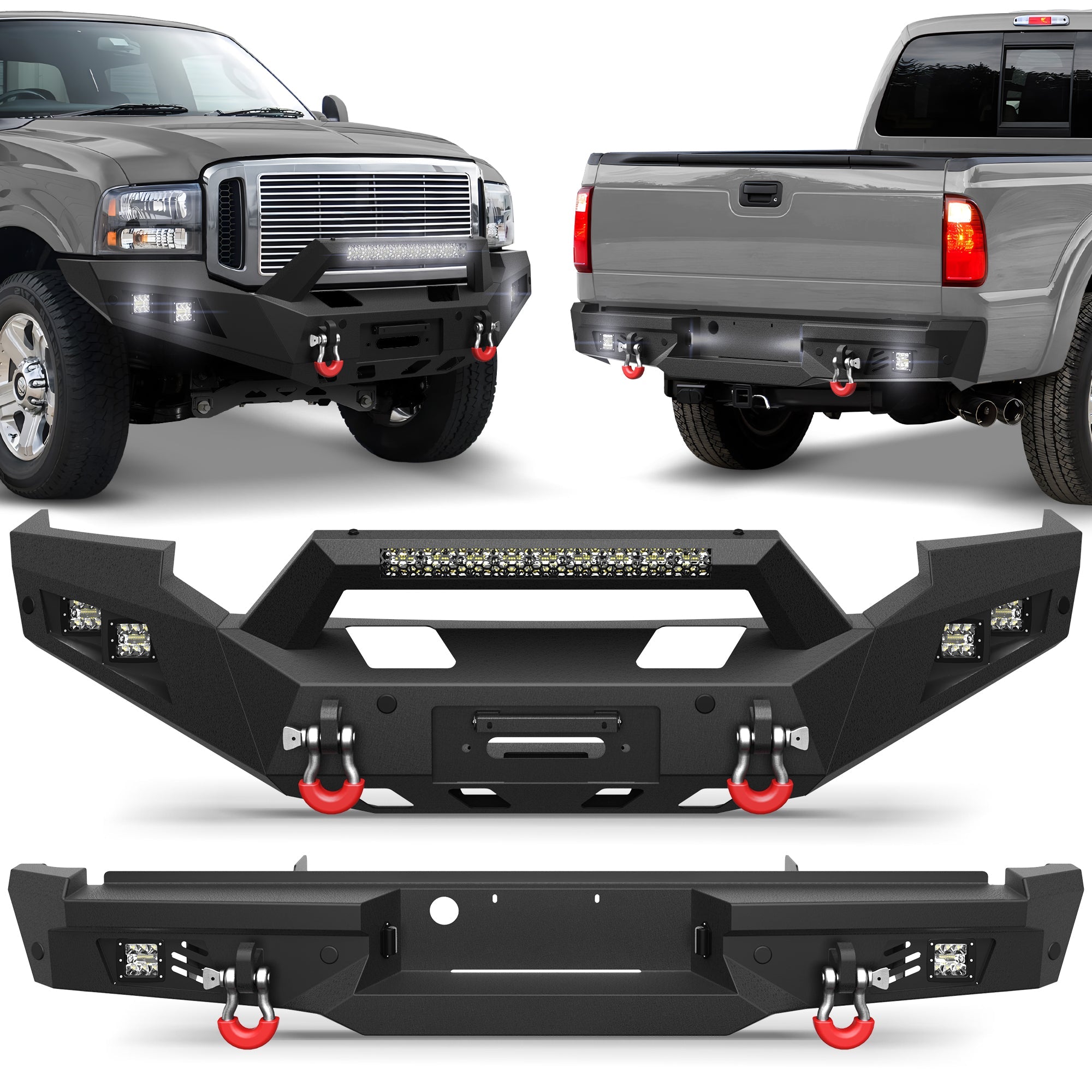 F250 Front and Rear Bumper Set for 2005 2006 2007 Ford F250/F350/F450 Pickup - nadiaauto