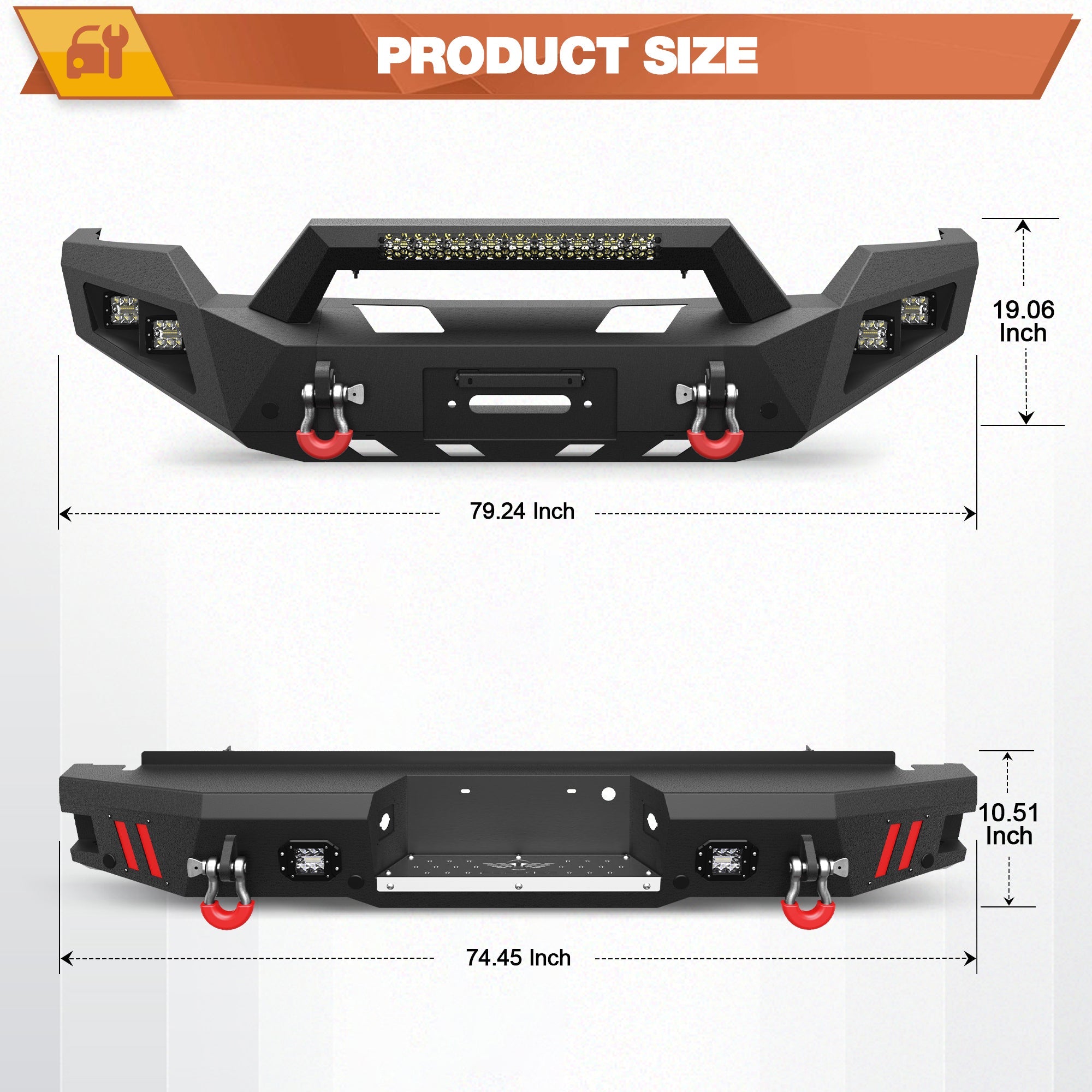 F250 Front and Rear Bumper Set for 2011 - 2016 Ford F250/F350/F450 Truck - nadiaauto