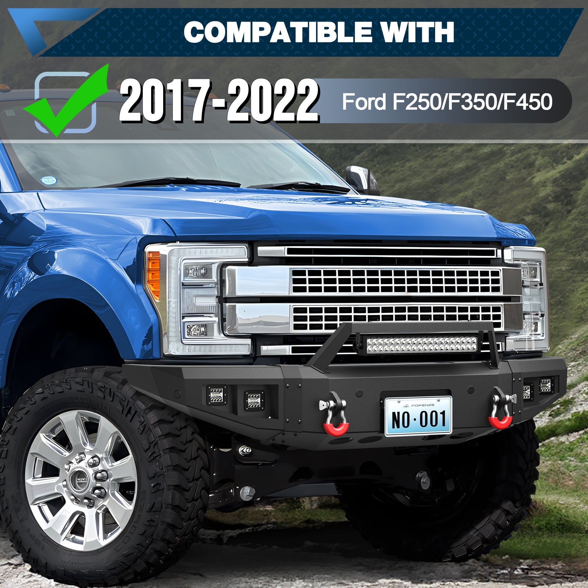 F250 Front and Rear Bumper Set for 2017 2018 2019 2020 2021 2022 Ford F250/F350/F450 Pickup with Winch Plate - nadiaauto