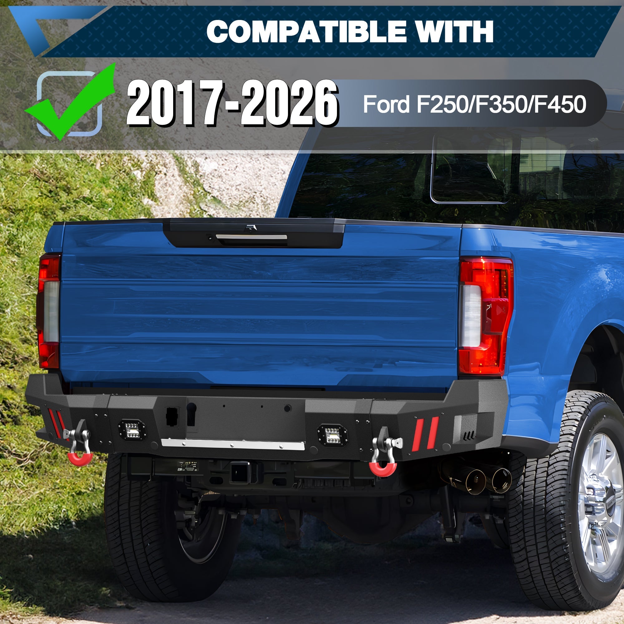 F250 Rear Bumper Full Width for 2017 - 2026 Ford F250/F350/F450 - nadiaauto