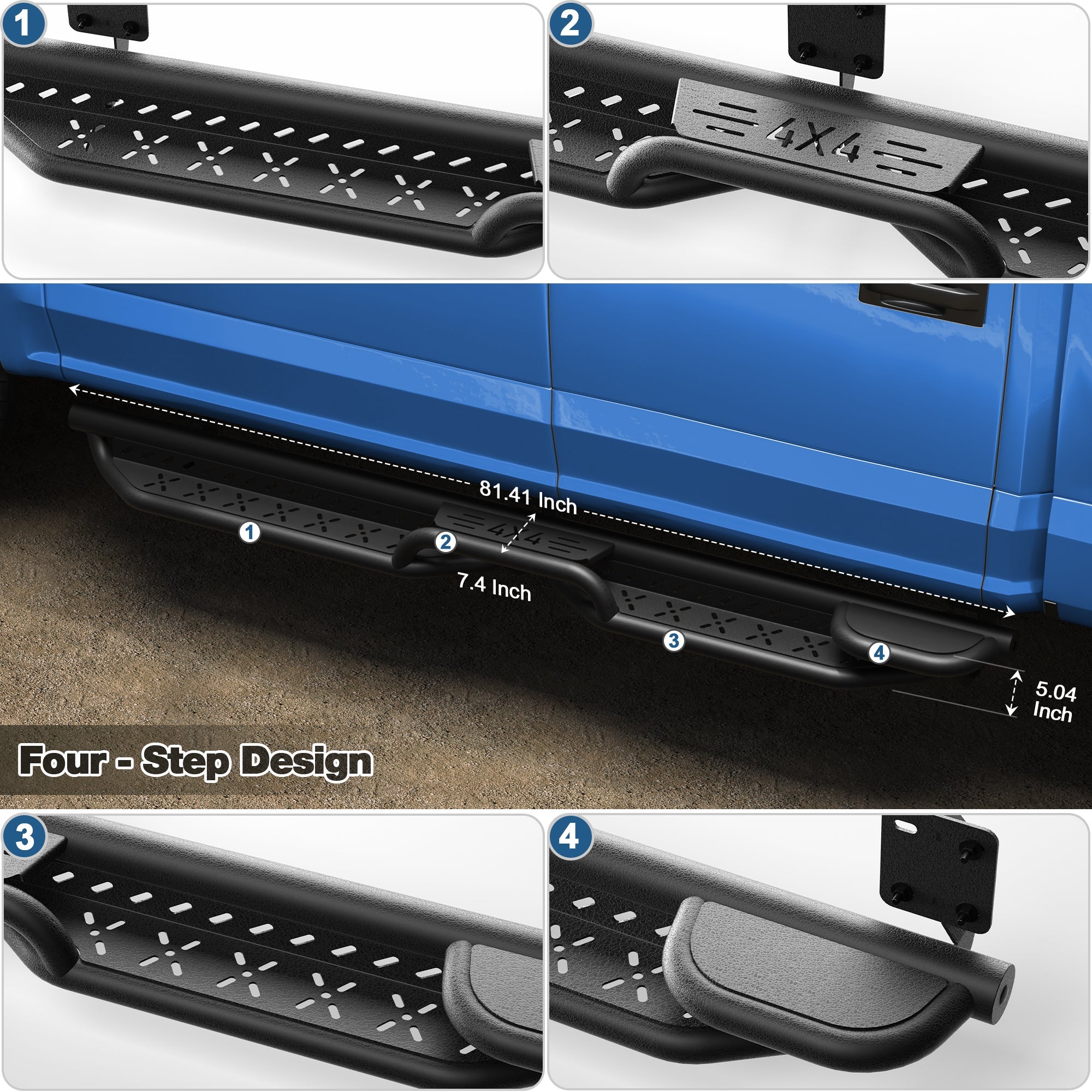 F250 Running Boards Side Steps Compatible for 1999 - 2016 Ford F250 SuperCrew (4 Door) - nadiaauto