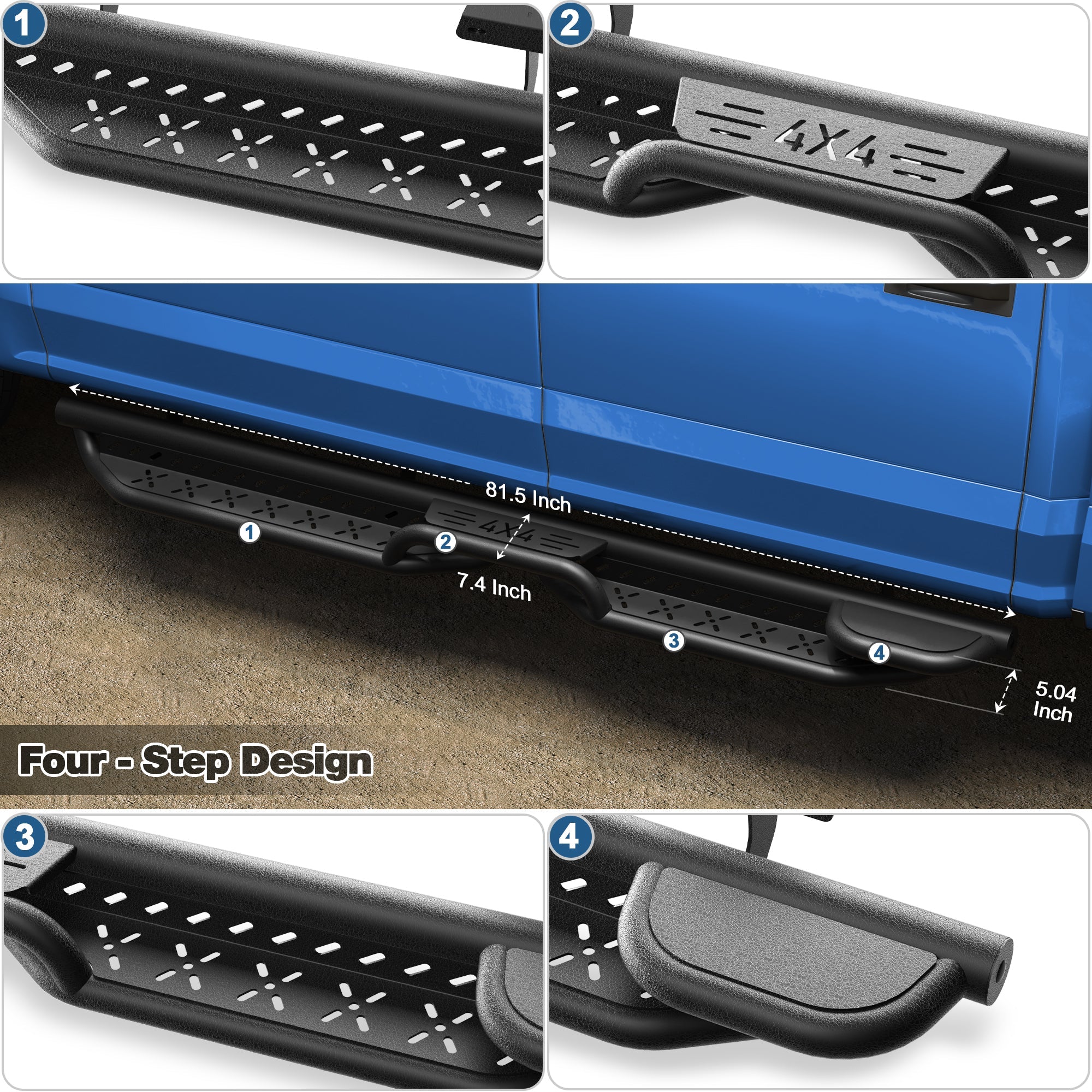 F250/F350 Running Boards Side Steps Compatible with 2015 - 2025 Ford F150,2017 - 2025 F250/F350 - nadiaauto