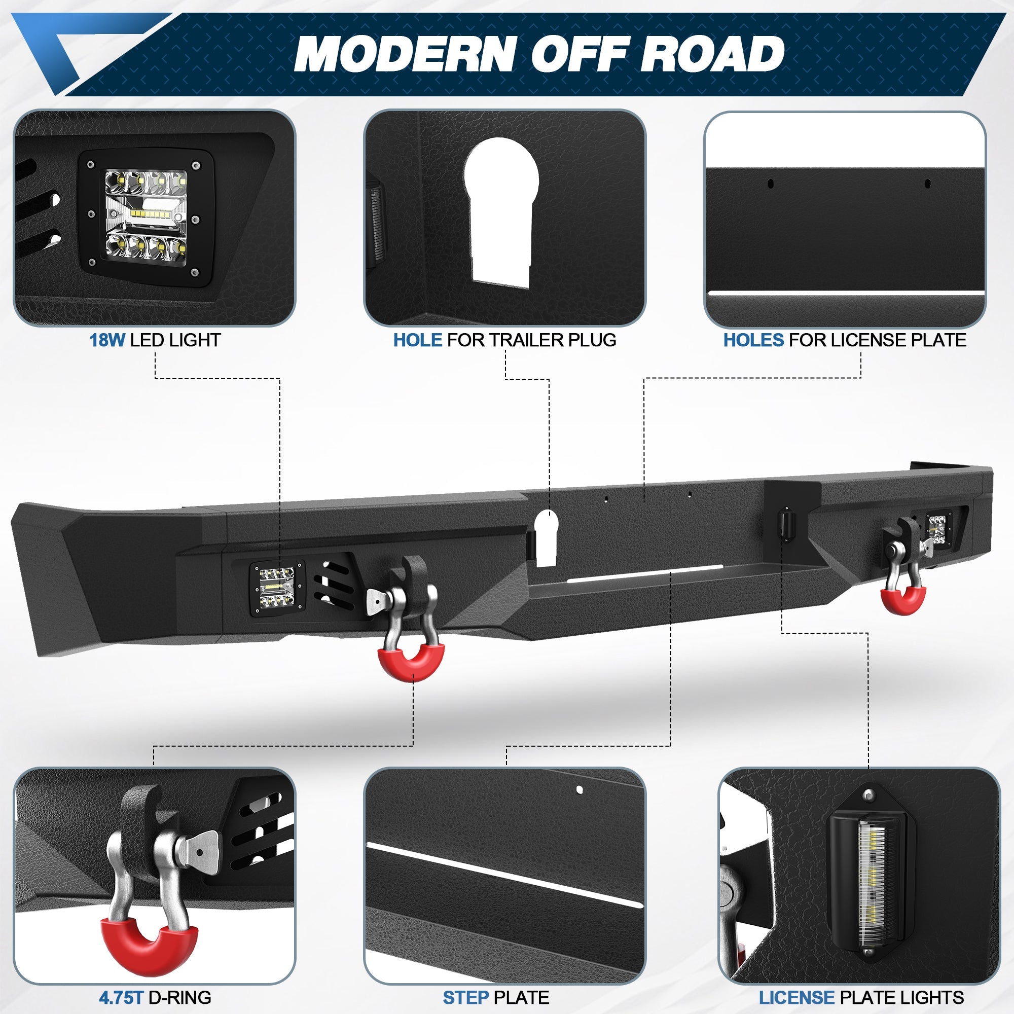 Heavy Duty Steel Bumper with Winch Plate for 2013-2018 Ram 1500 & 2019-2024 Ram 1500 Classic - nadiaauto