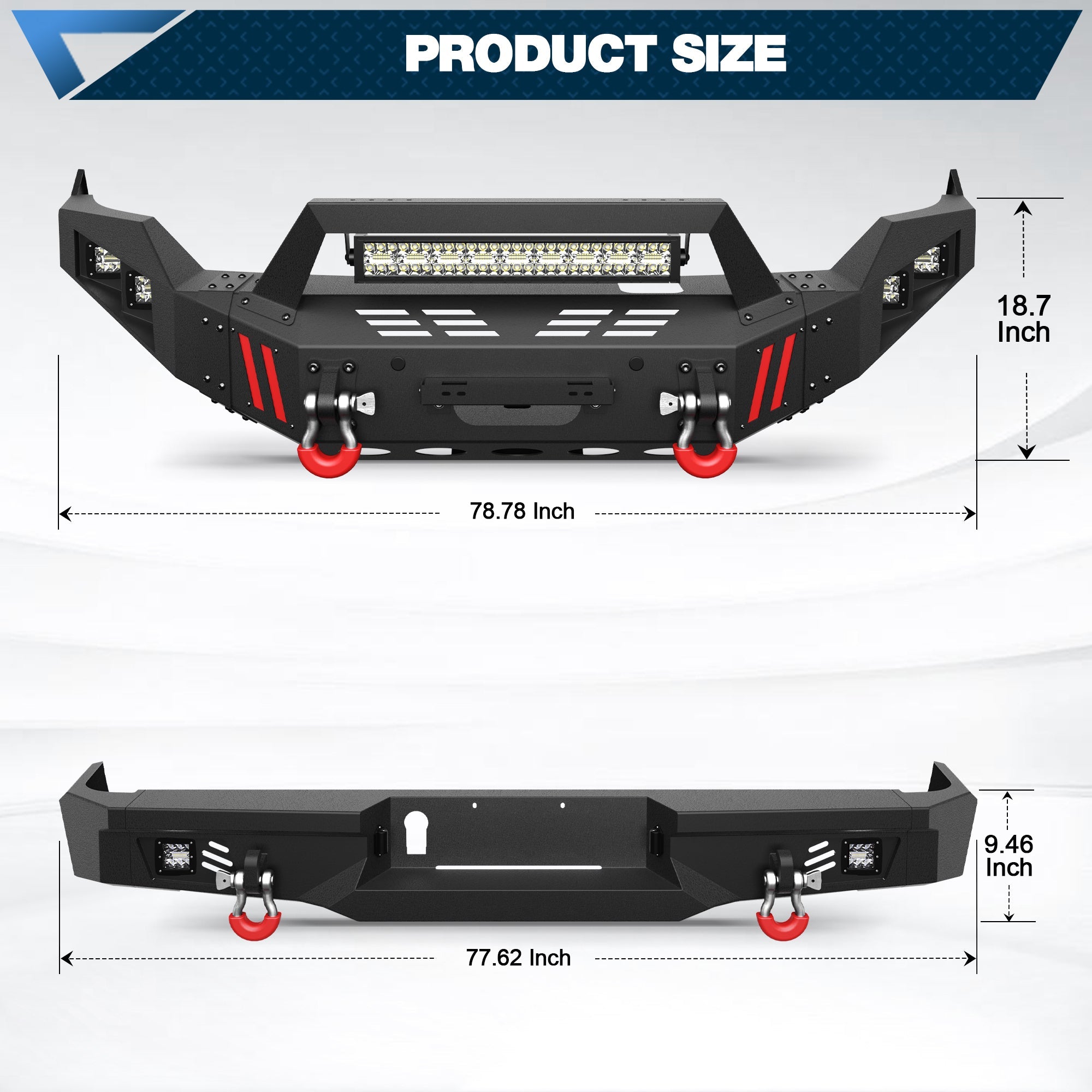 Heavy Duty Steel Bumper with Winch Plate for 2013-2018 Ram 1500 & 2019-2024 Ram 1500 Classic- nadiaauto
