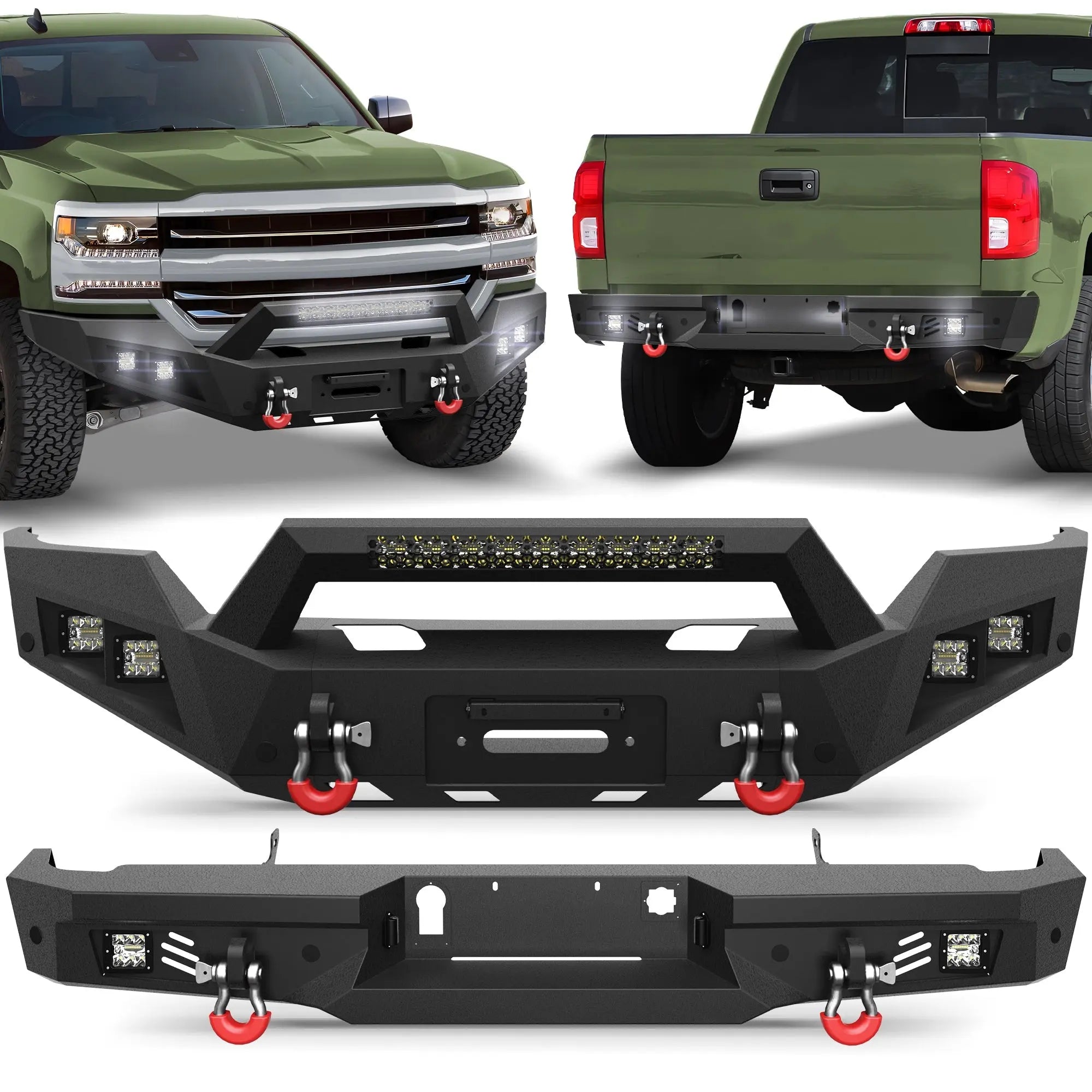 Front and Rear Bumper Kit for 2016 2017 2018 Chevy Silverado 1500 Pickup - nadiaauto