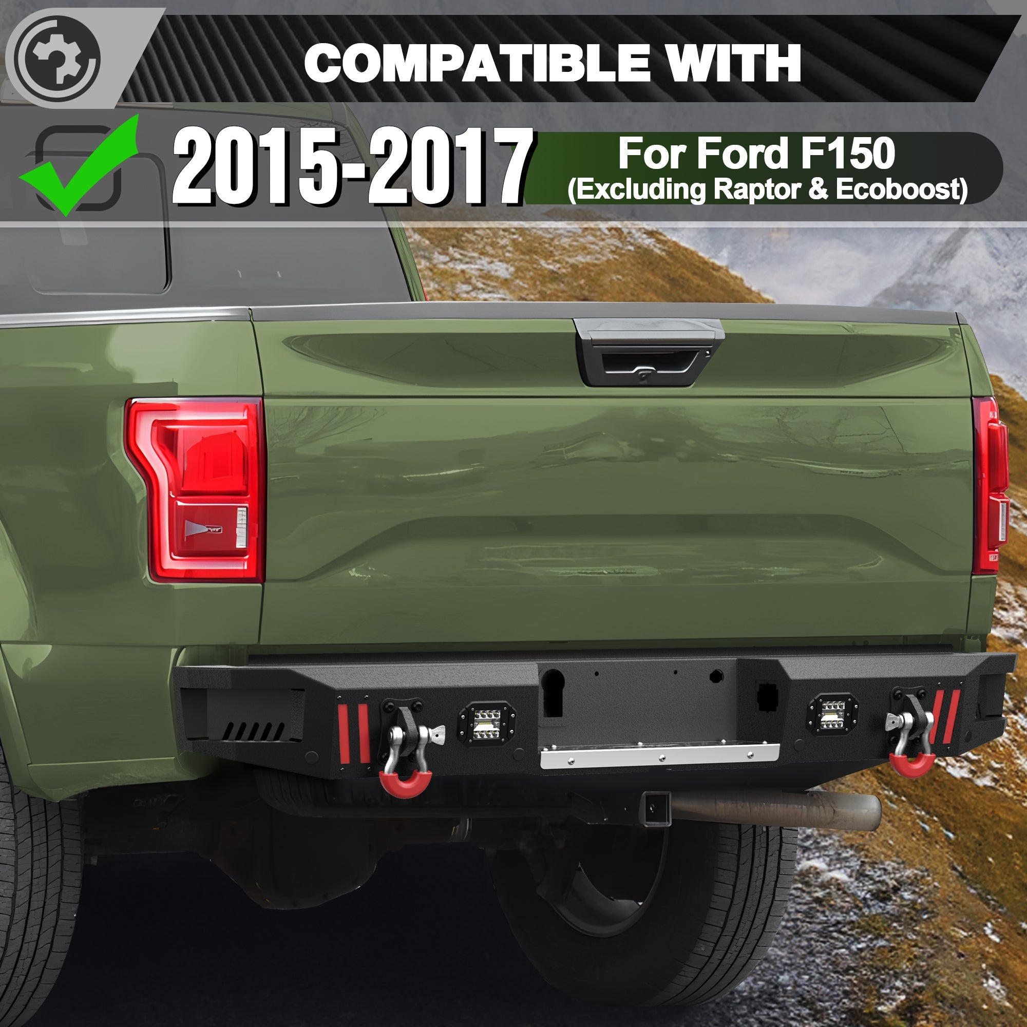 Front and Rear Bumpers Fit 2015 2016 2017 Ford F150 (Excluding Raptor & Ecoboost) - nadiaauto