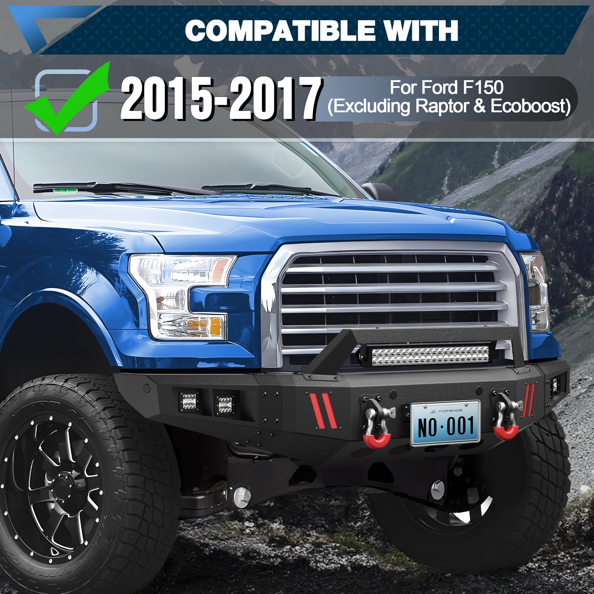 Front and Rear Bumpers Fit 2015 2016 2017 Ford F150 (Excluding Raptor & Ecoboost) - nadiaauto