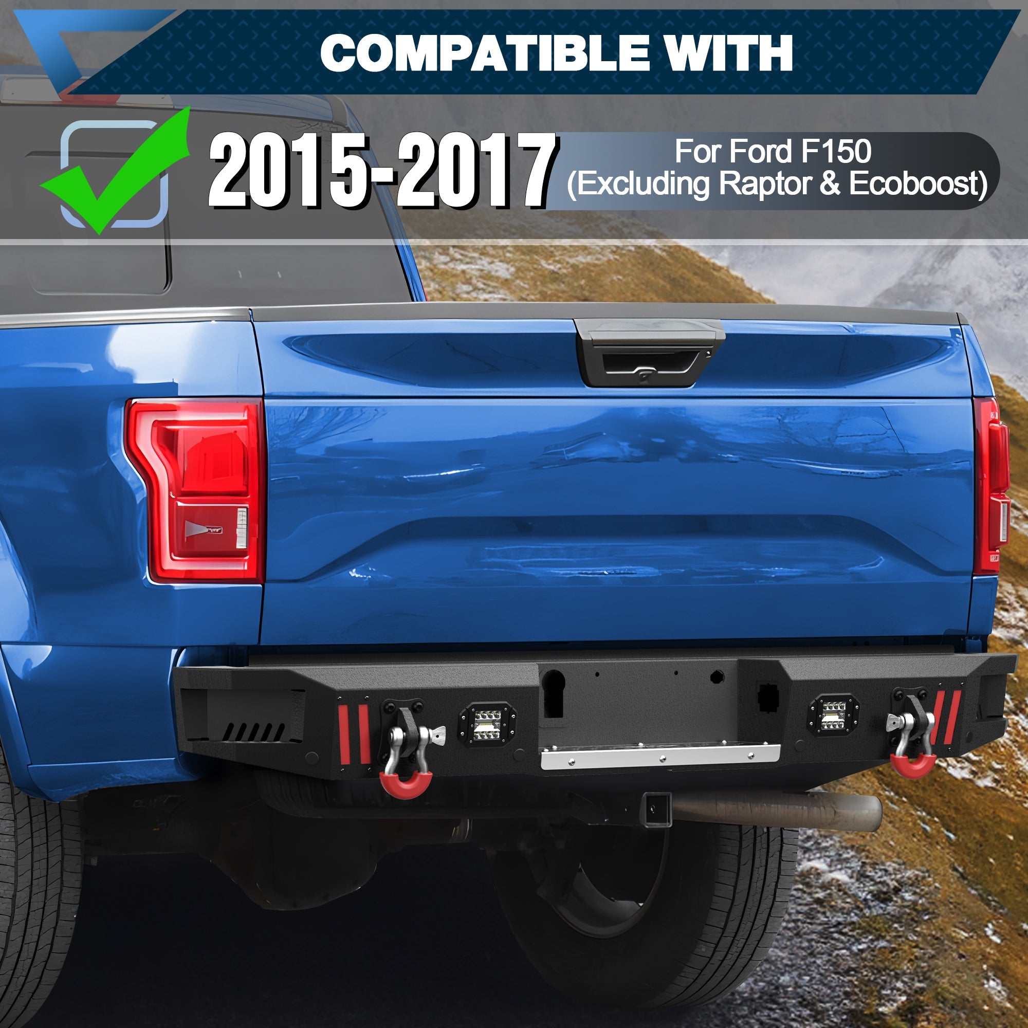 Front and Rear Bumpers Fit 2015 2016 2017 Ford F150 (Excluding Raptor & Ecoboost) - nadiaauto