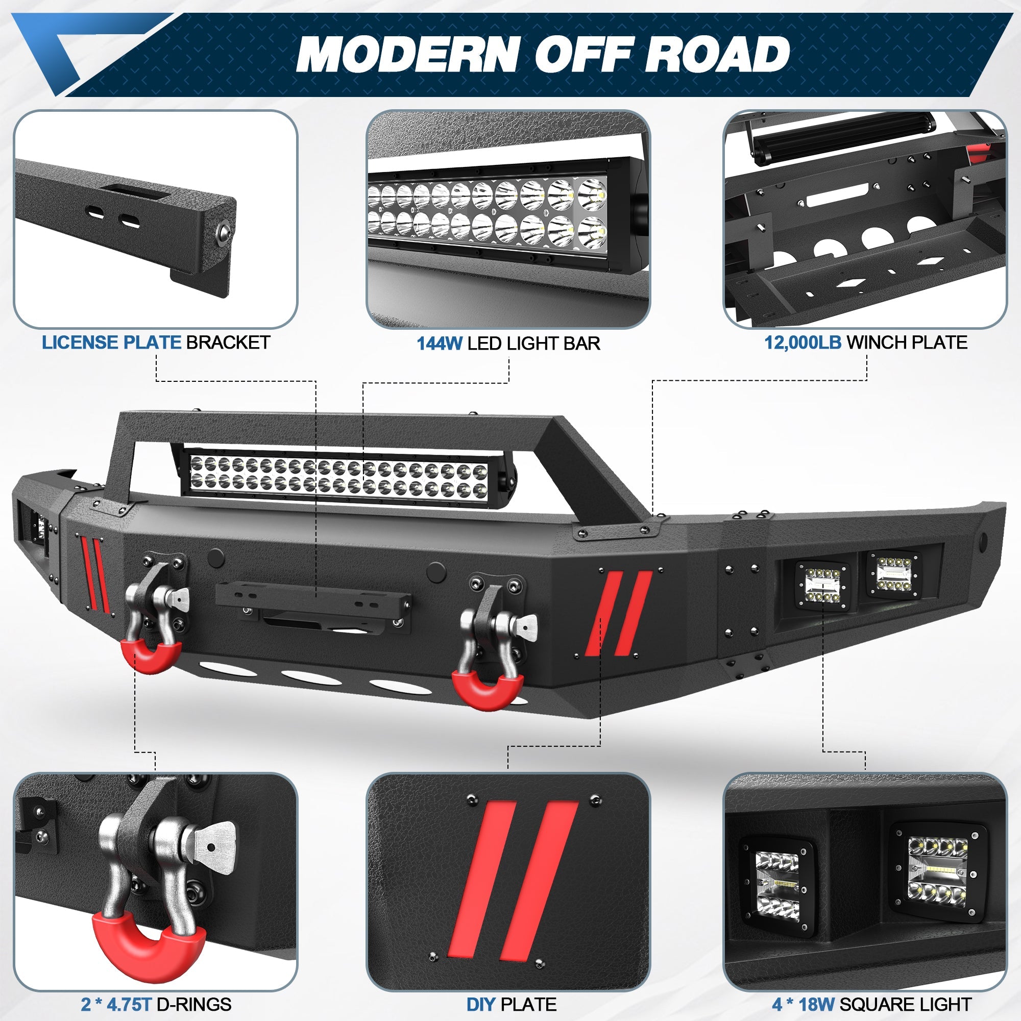 Front and Rear Bumpers Fit 2015 2016 2017 Ford F150 (Excluding Raptor & Ecoboost) - nadiaauto