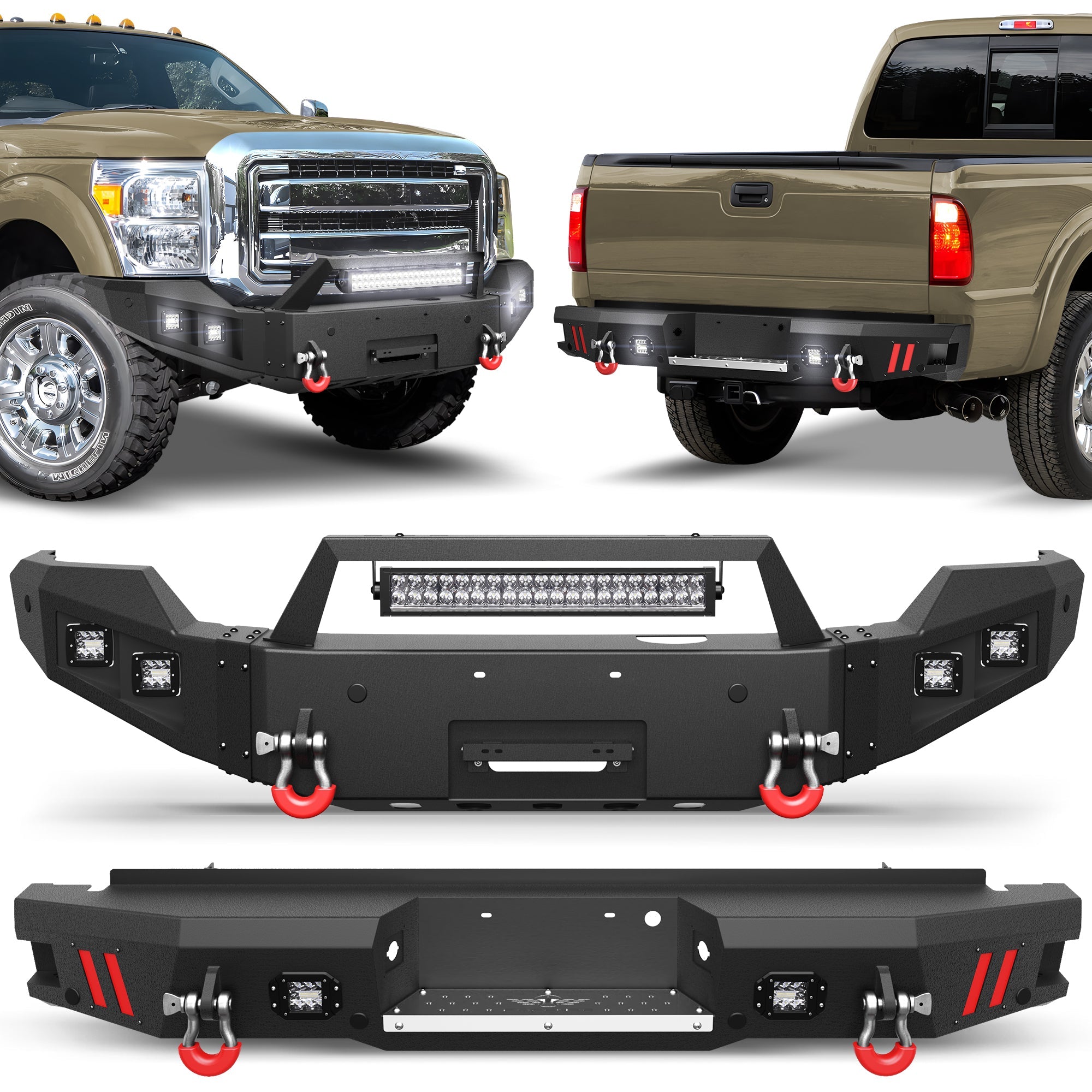 Front Bumper and Rear Bumper Combo Compatible with 2011 2012 2013 2014 2015 2016 Ford F250 F350 F450 - nadiaauto