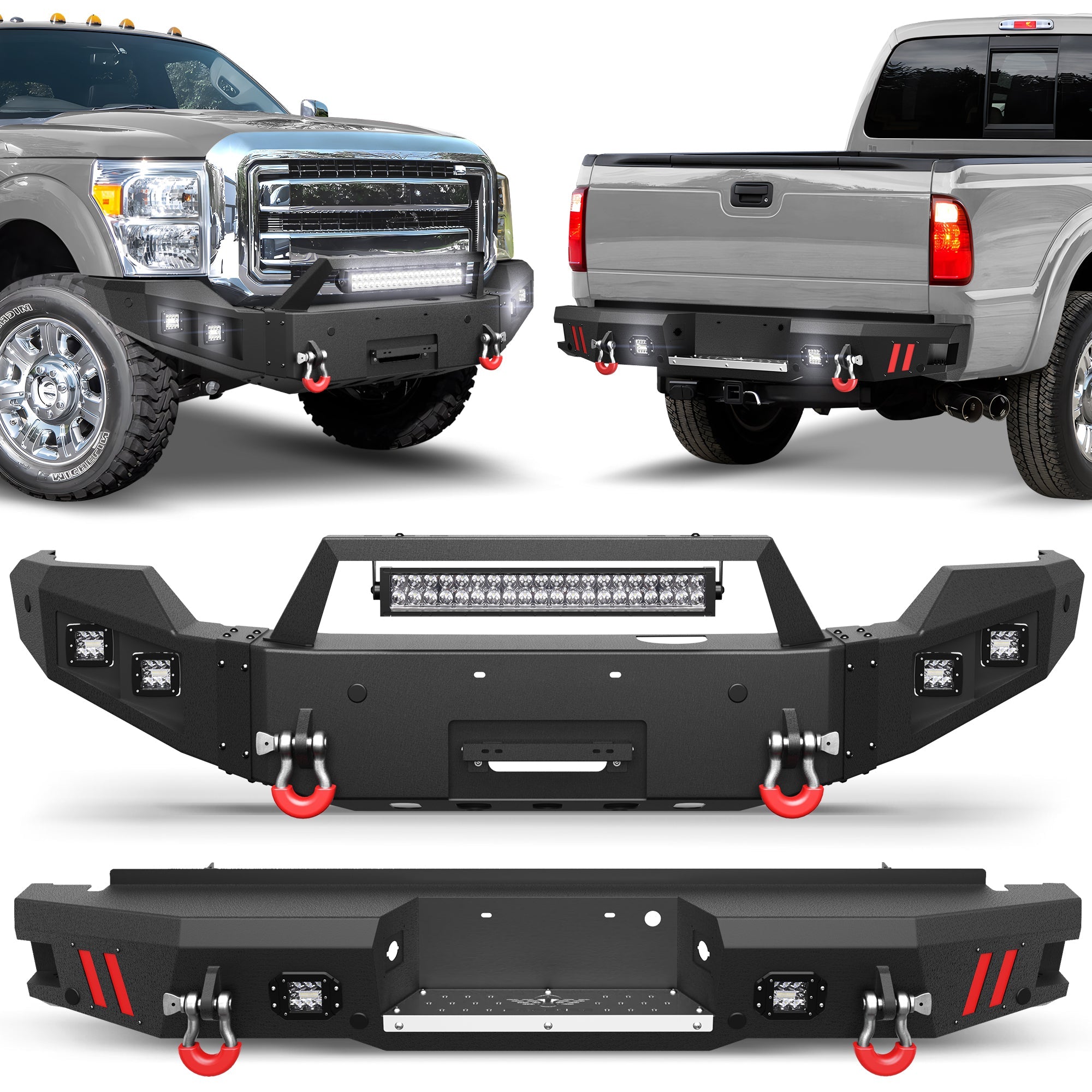 Front Bumper and Rear Bumper Combo Compatible with 2011 2012 2013 2014 2015 2016 Ford F250 F350 F450 - nadiaauto