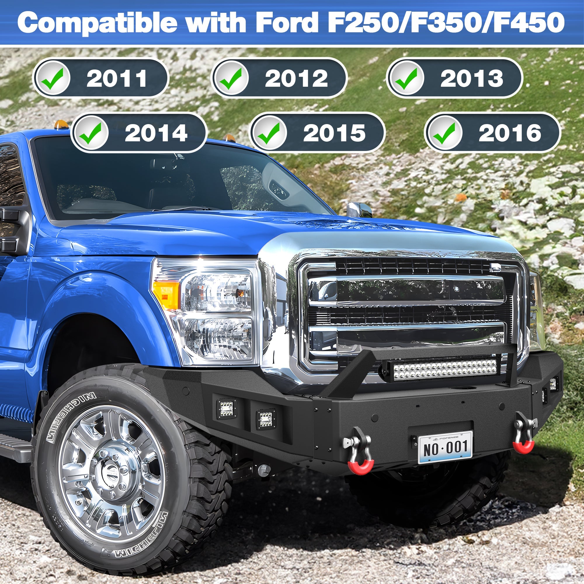 Front Bumper and Rear Bumper Combo Compatible with 2011 2012 2013 2014 2015 2016 Ford F250 F350 F450 - nadiaauto