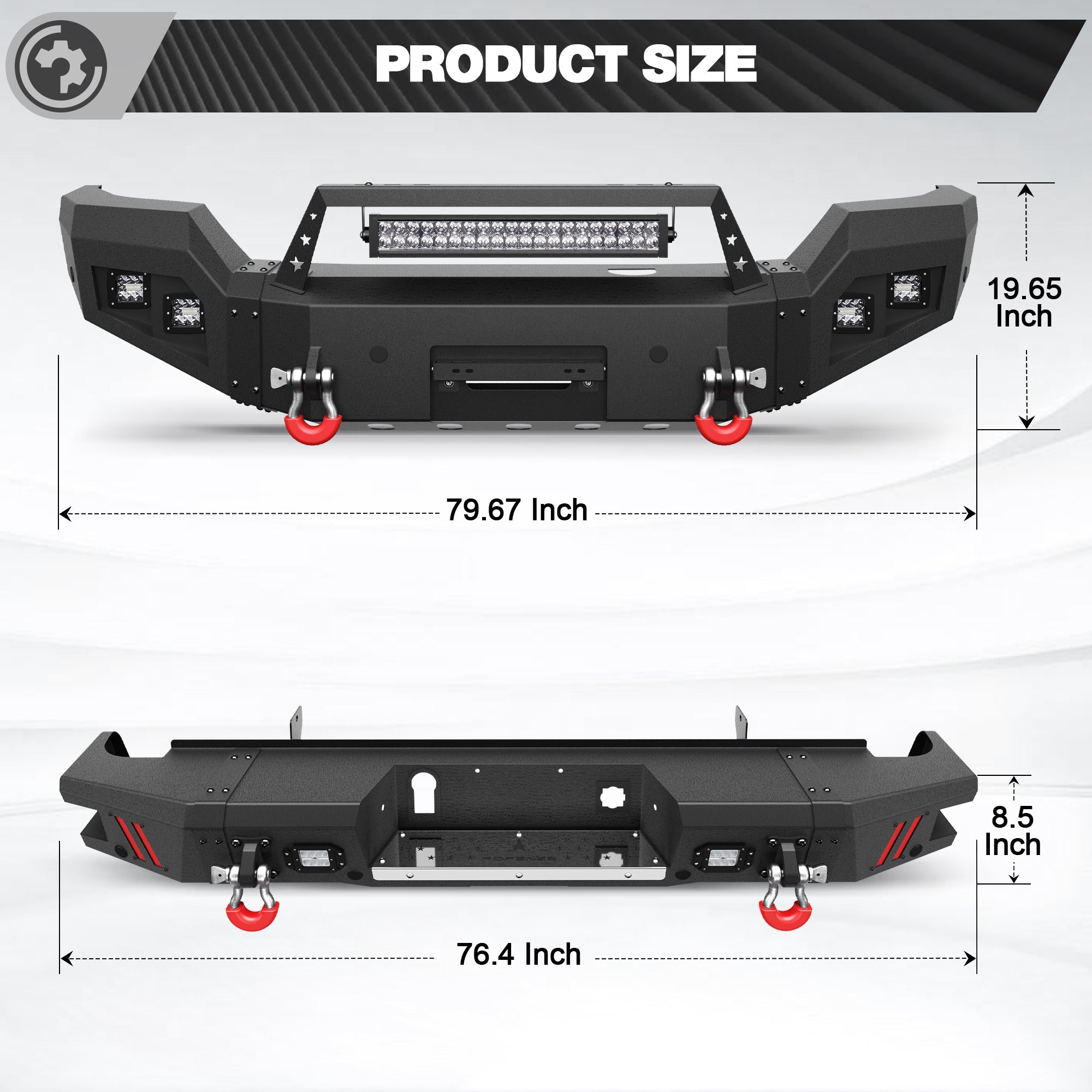 Front Bumper and Rear Bumper Combo Fit 2015 2016 2017 2018 2019 GMC Sierra 2500/3500 HD - nadiaauto