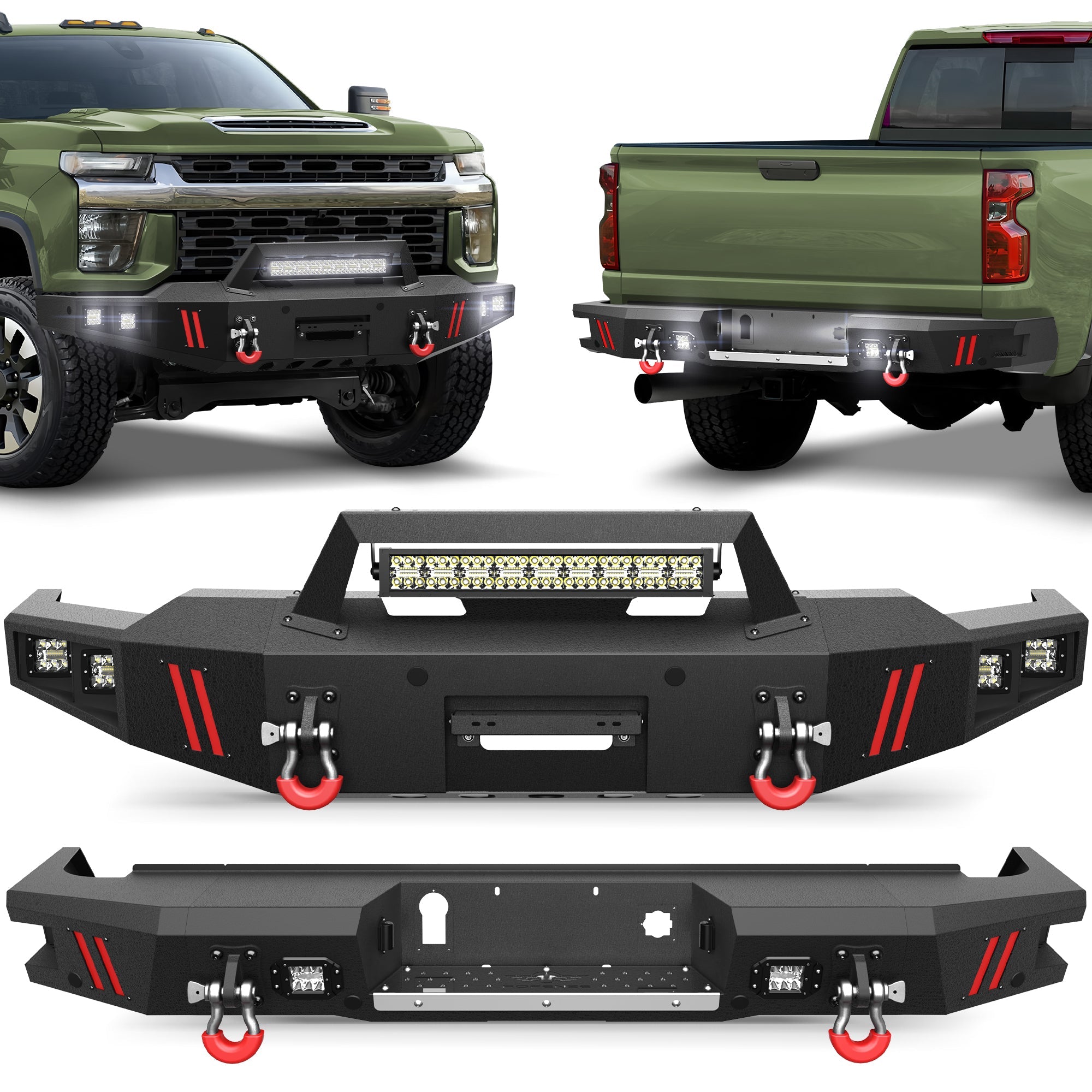 Front Bumper and Rear Bumper Combo for 2020 2021 2022 2023 Chevrolet Silverado 2500/3500 - nadiaauto
