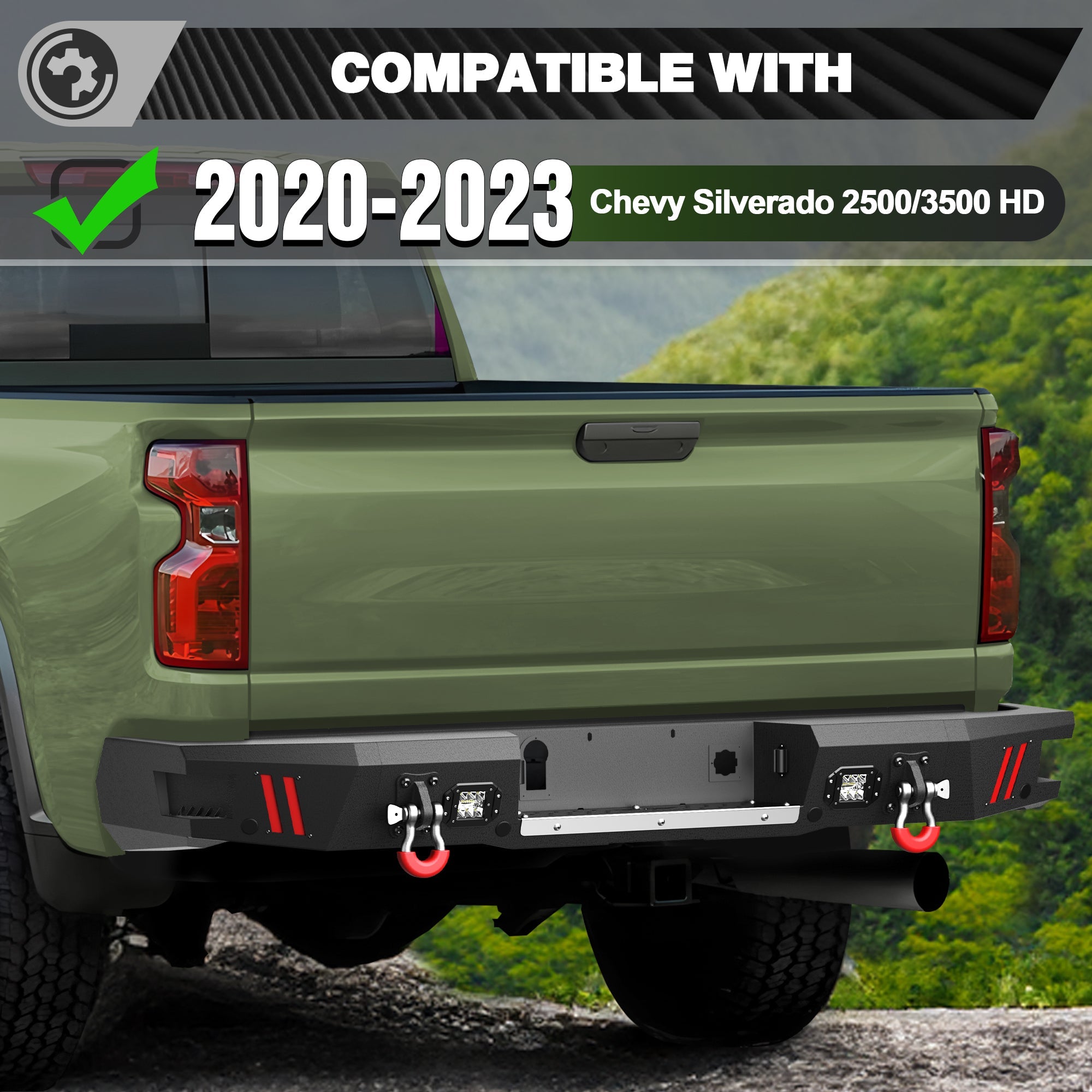 Front Bumper and Rear Bumper Combo for 2020 2021 2022 2023 Chevrolet Silverado 2500/3500 - nadiaauto
