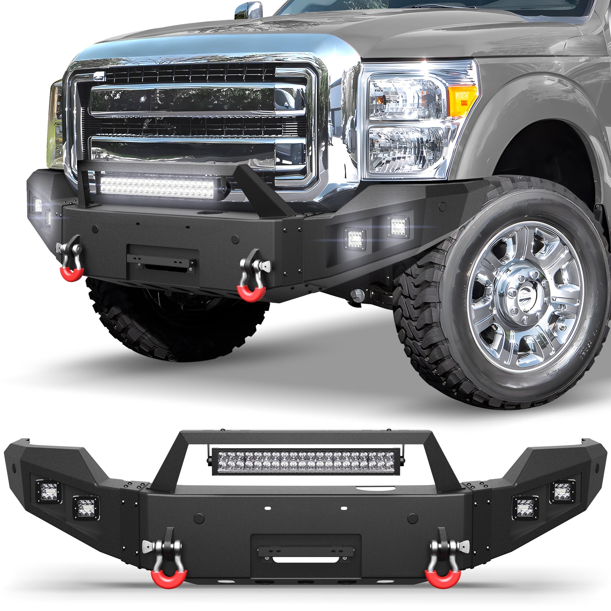 Front Bumper Bar with Winch Plate for 2011 2012 2013 2014 2015 2016 F250/F350/F450 - nadiaauto