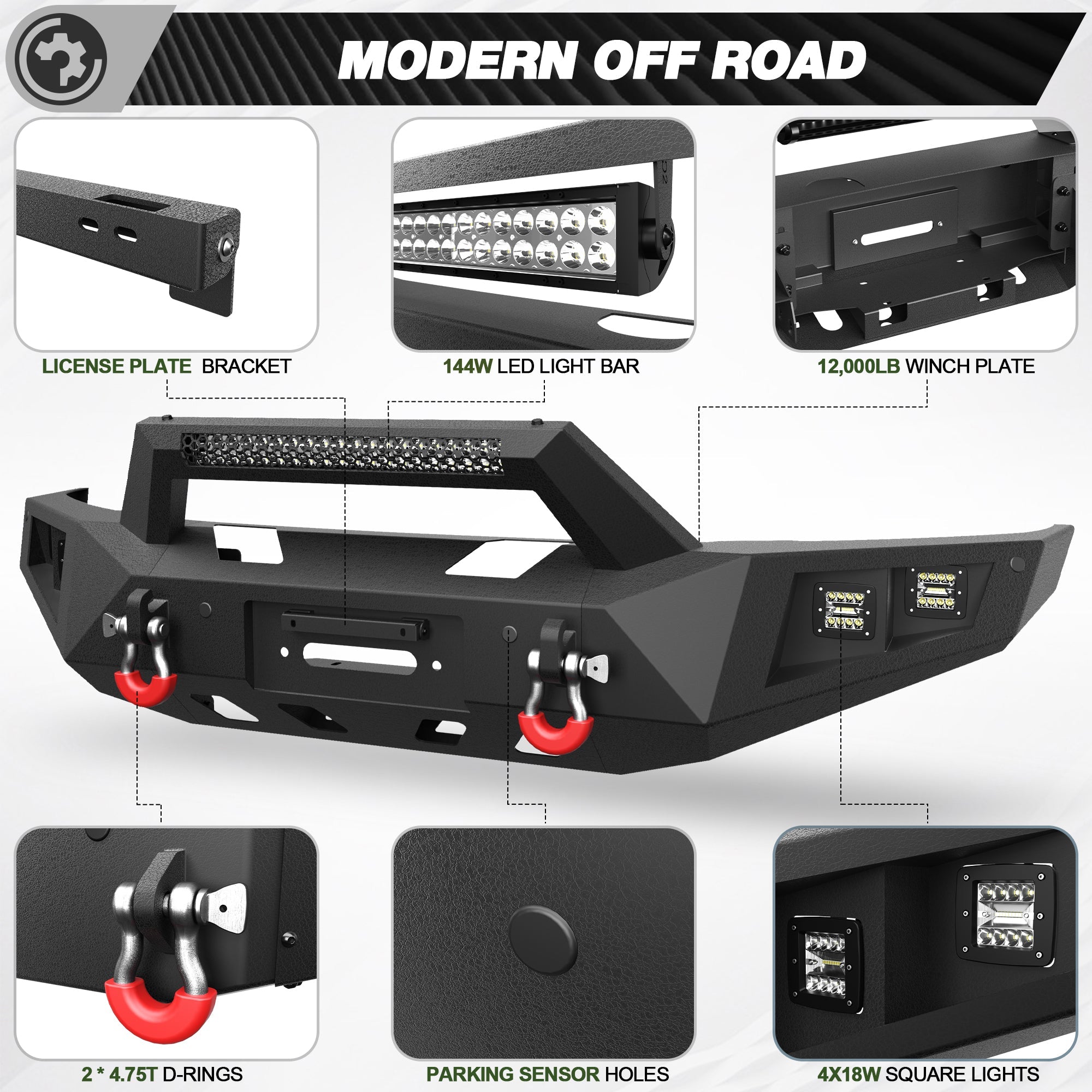 Front Bumper Bar with Winch Plate for 2011 2012 2013 2014 2015 2016 F250/F350/F450 - nadiaauto