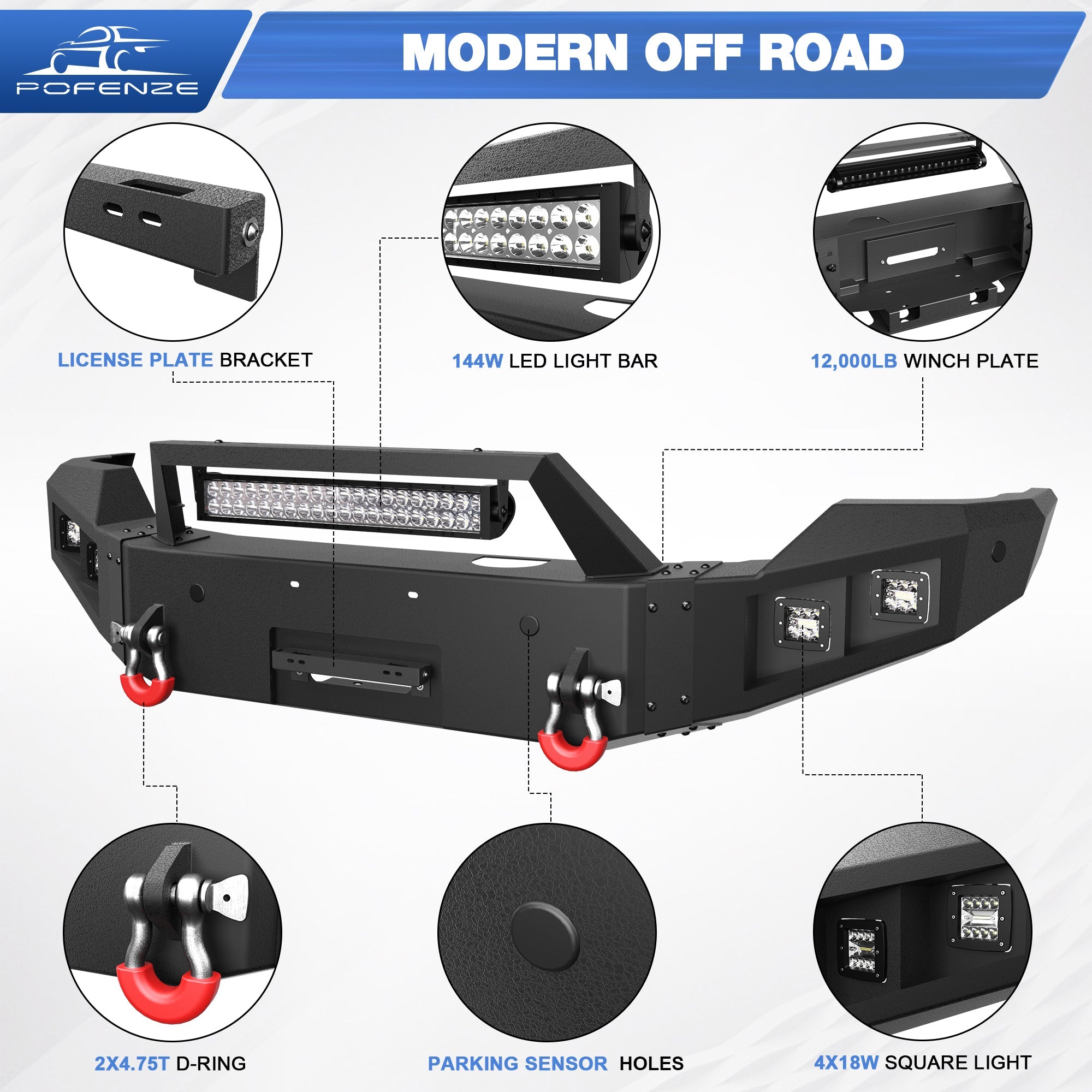 Front Bumper Bar with Winch Plate for 2011 2012 2013 2014 2015 2016 F250/F350/F450 - nadiaauto