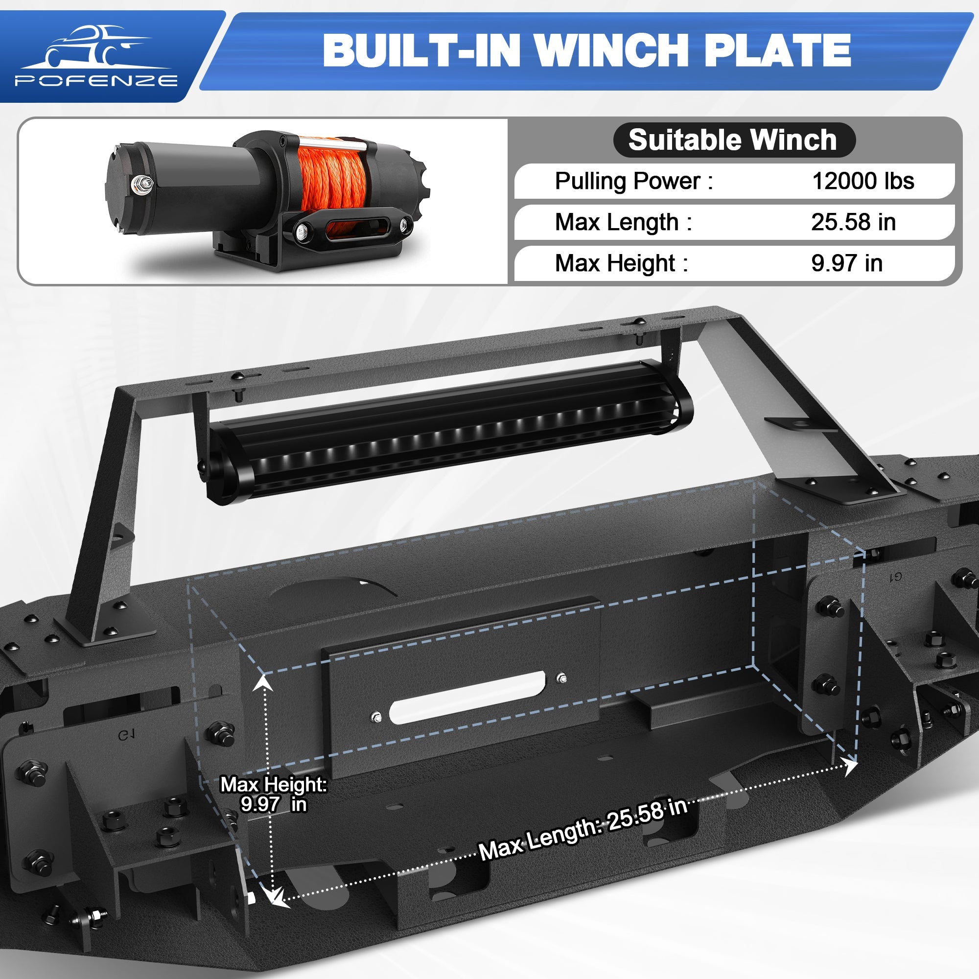 Front Bumper Bar with Winch Plate for 2011 2012 2013 2014 2015 2016 F250/F350/F450 - nadiaauto