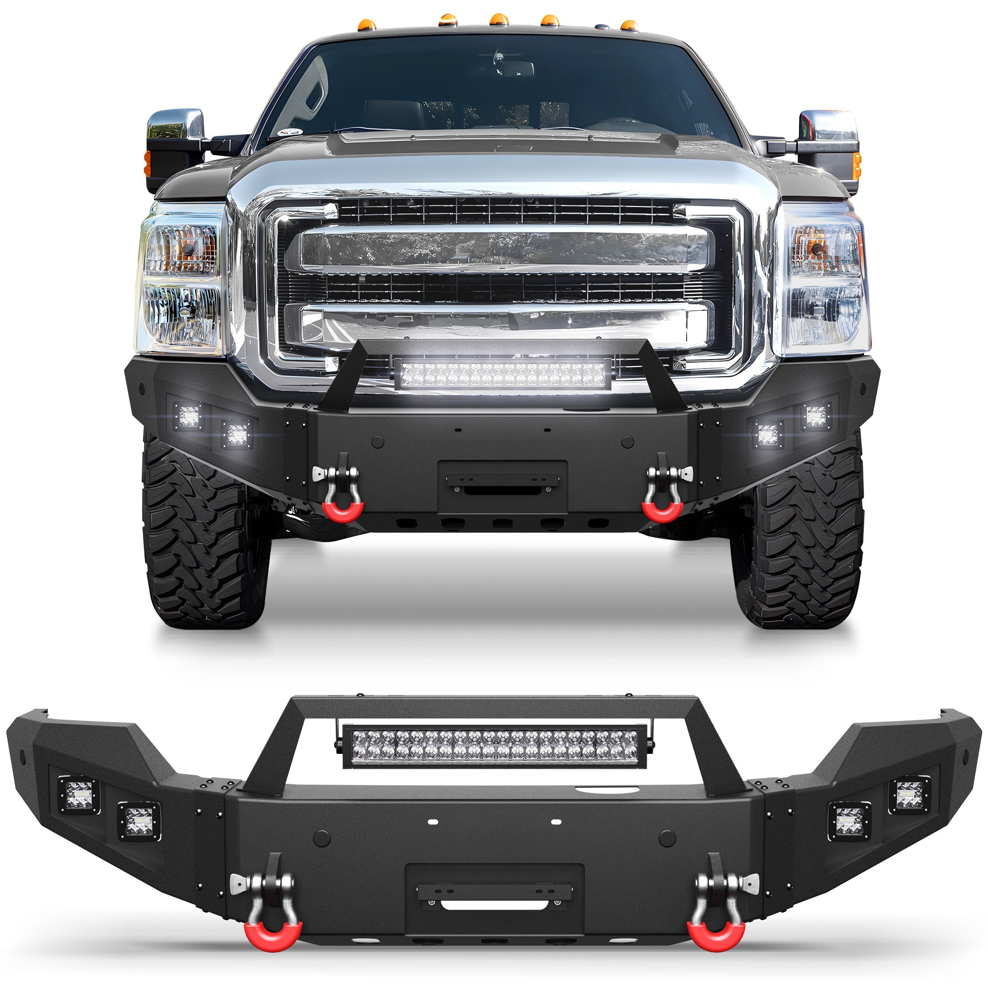 Front Bumper Bar with Winch Plate for 2011 2012 2013 2014 2015 2016 F250/F350/F450 - nadiaauto