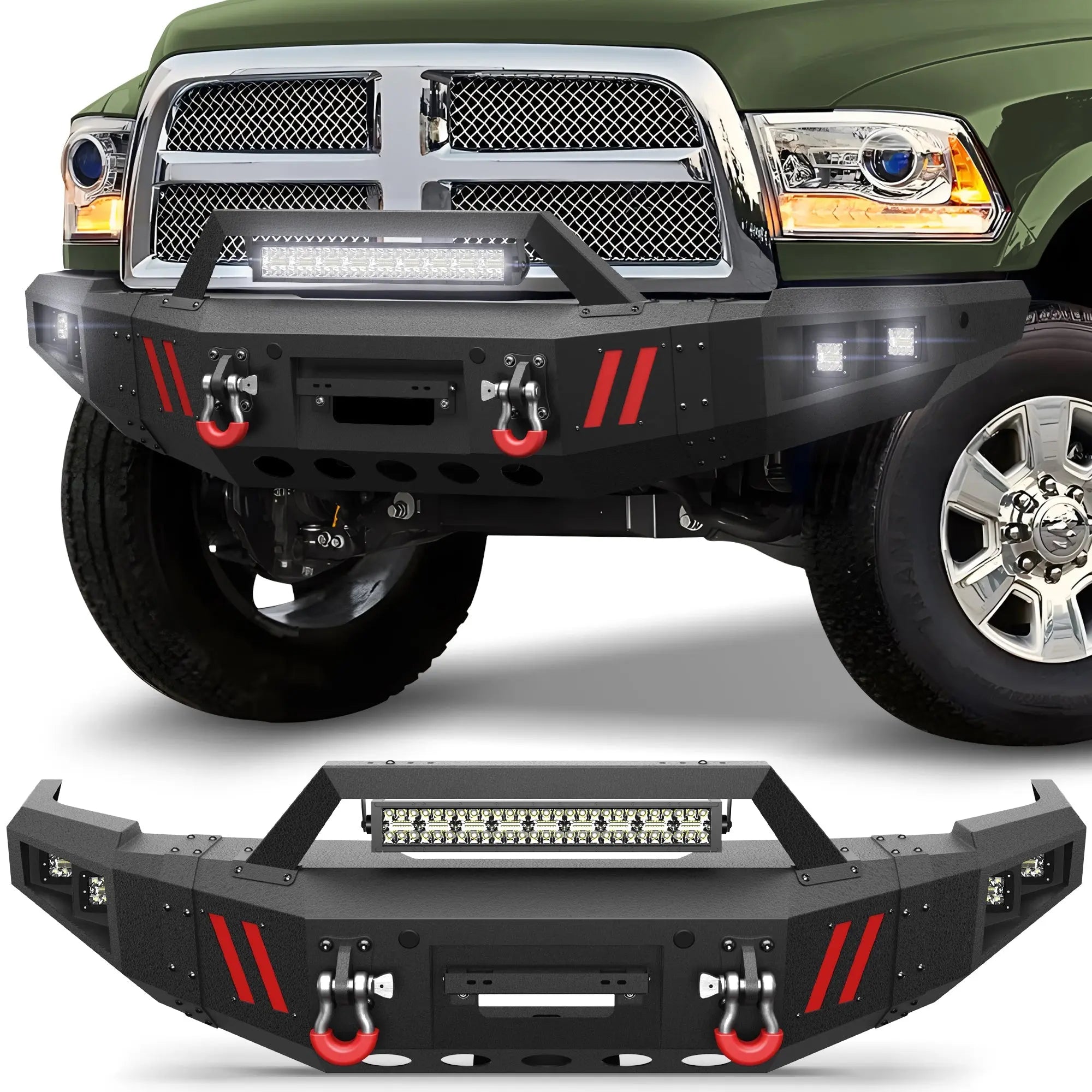 Front Bumper Compatible with 2010-2018 Dodge Ram 2500 3500 - nadiaauto