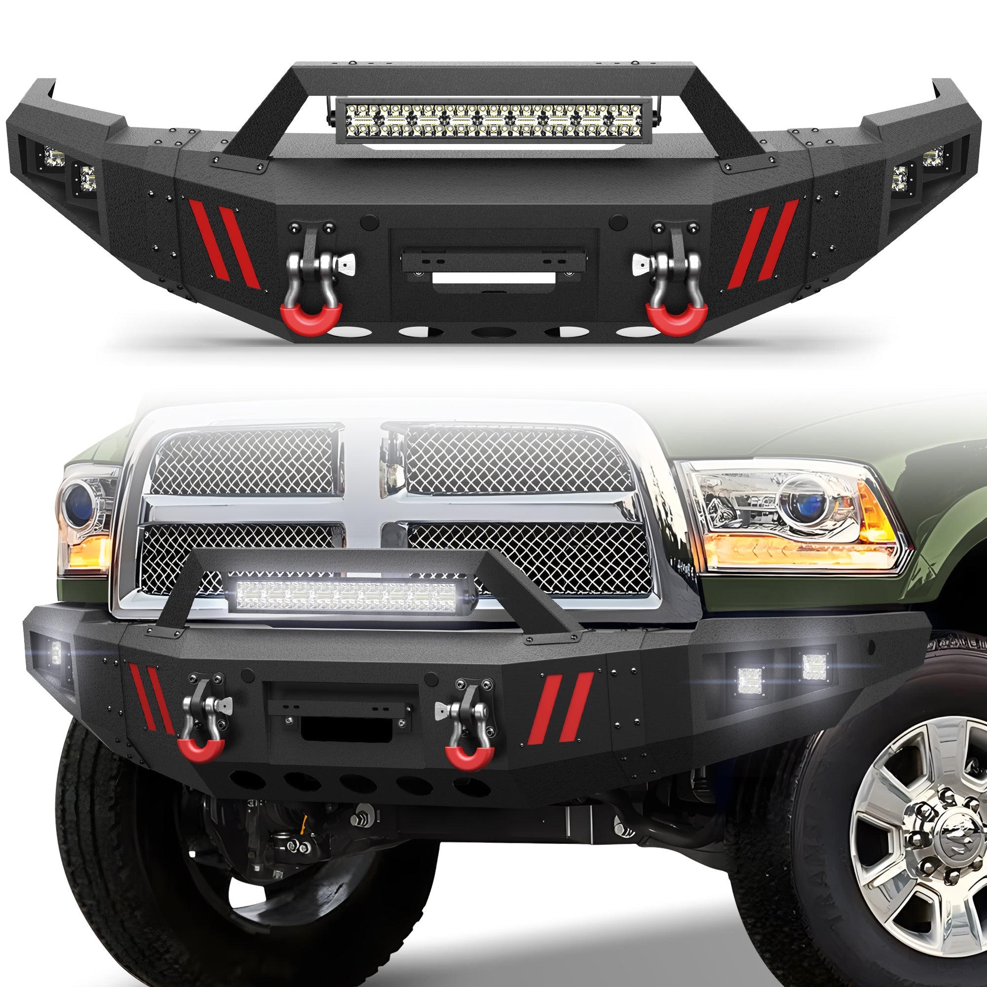 Front Bumper Compatible with 2010-2018 Dodge Ram 2500 3500 - nadiaauto