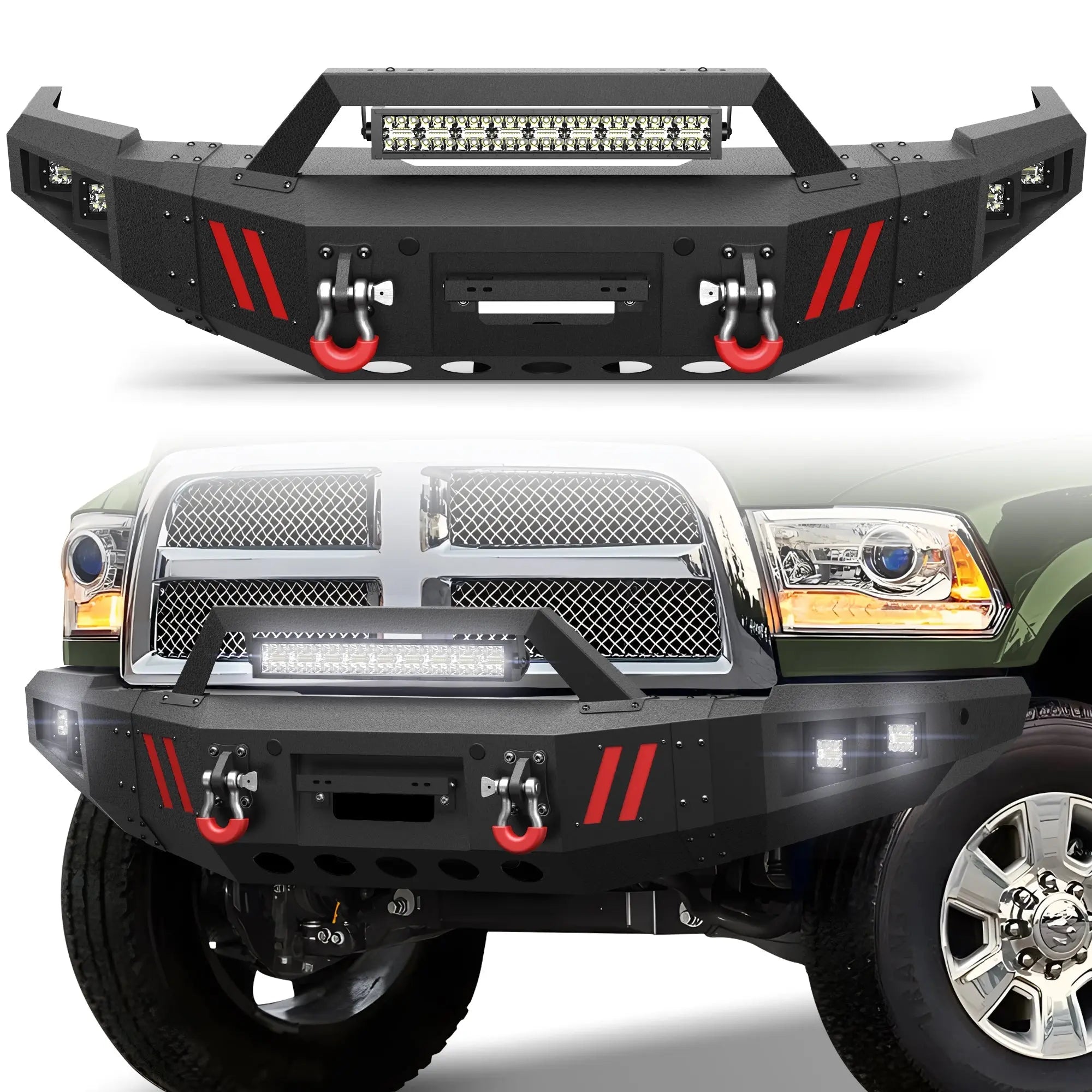 Front Bumper Compatible with 2010-2018 Dodge Ram 2500 3500 - nadiaauto